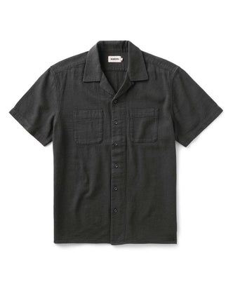 flatlay of The Conrad Shirt in Faded Black Linen