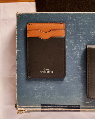 editorial flatlay of The Minimalist Wallet in Brown