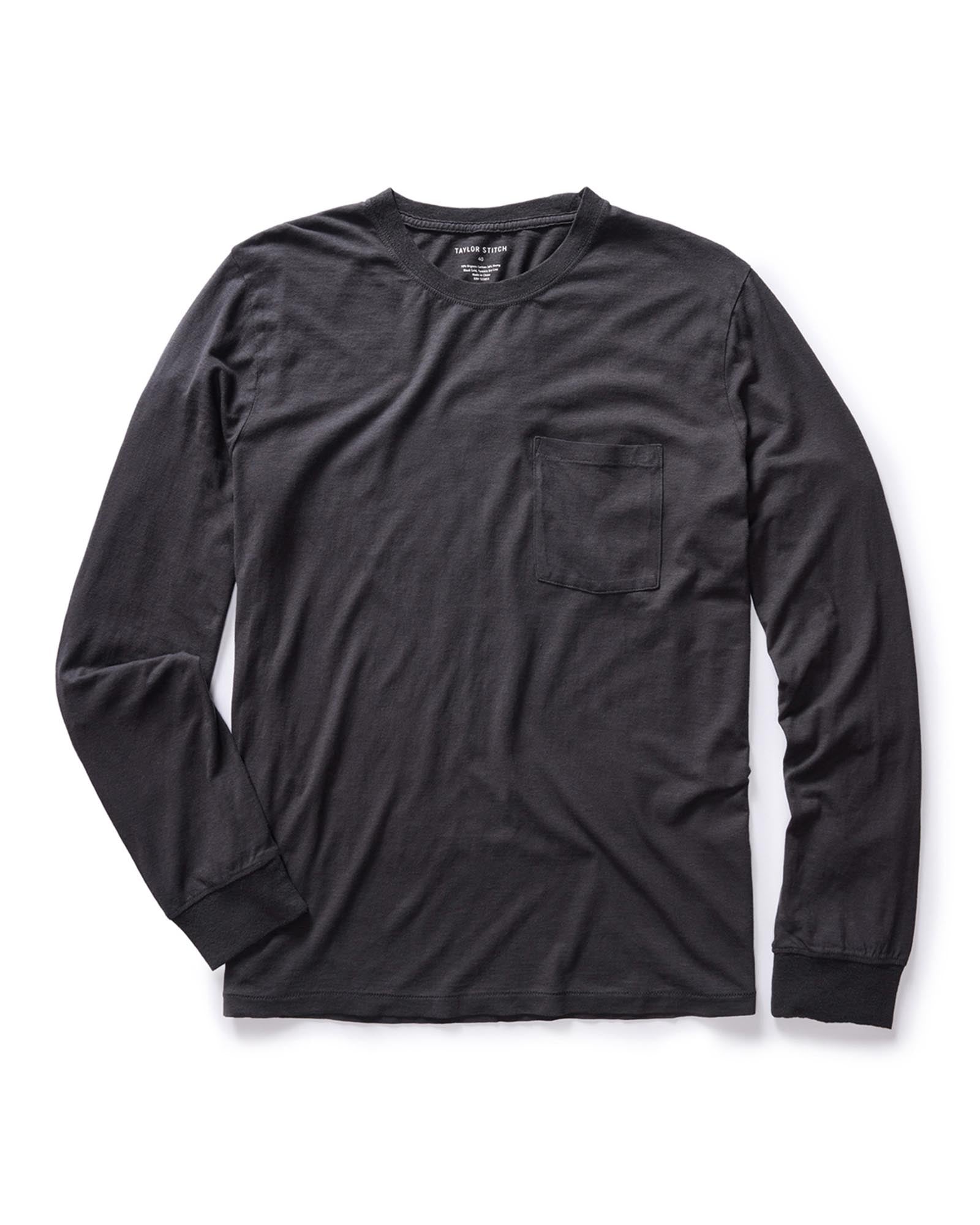 flatlay of The Cotton Hemp Long Sleeve Tee in Charcoal, Knits by Taylor Stitch