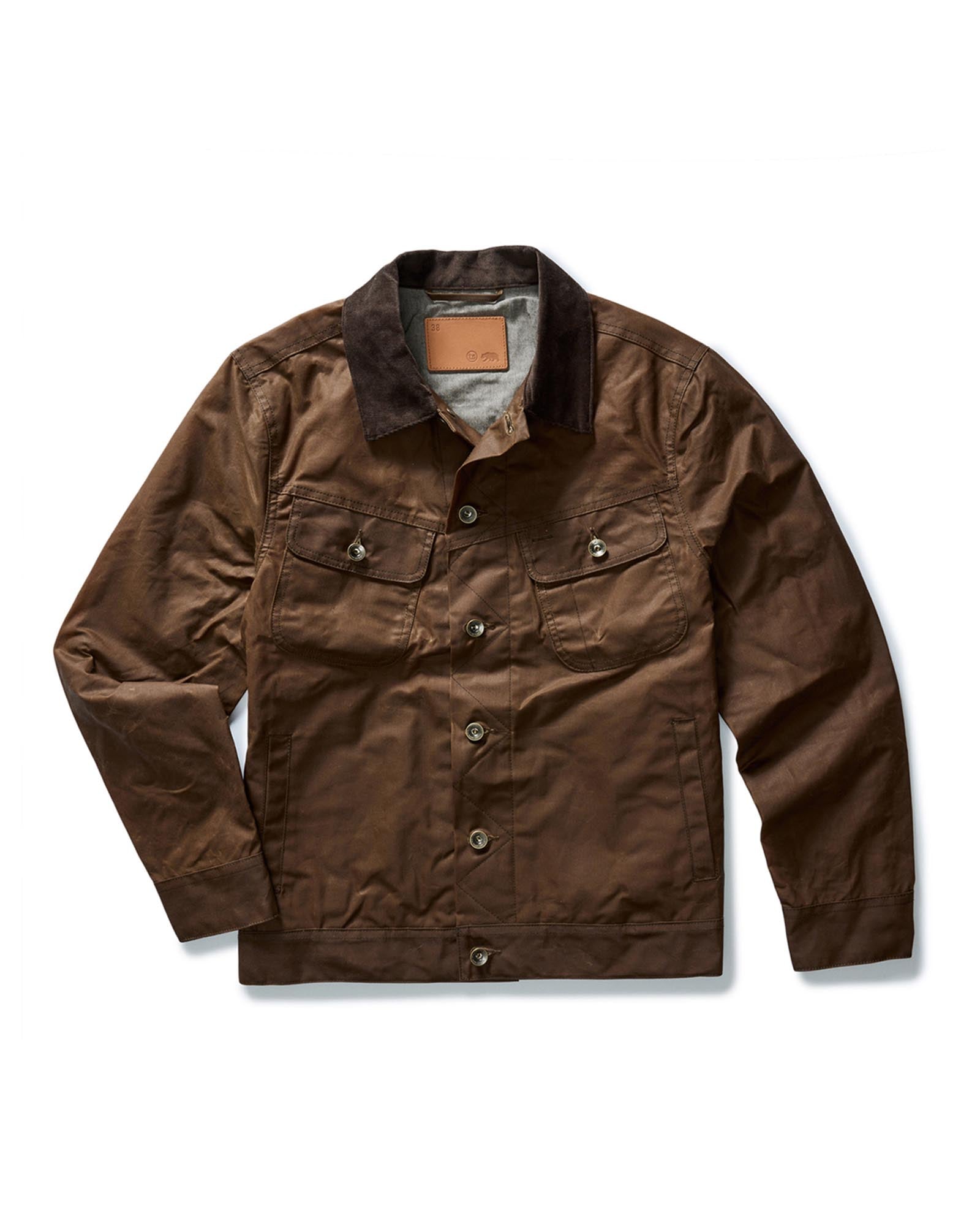 flatlay of The Long Haul Waxed Canvas Jacket in Dark Khaki , Outerwear by Taylor Stitch