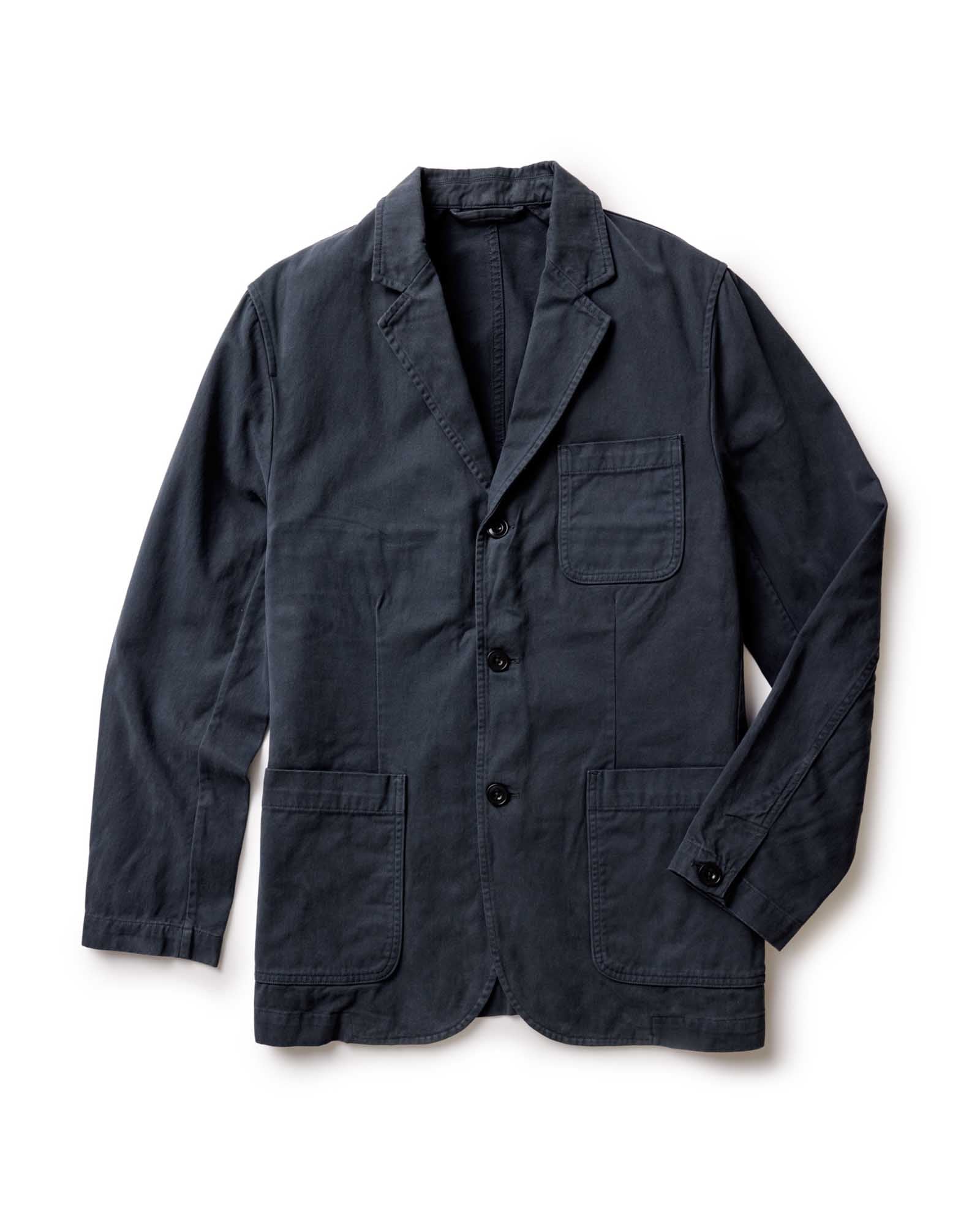 flatlay of The Foundation Sportcoat in Organic Navy Twill, Outerwear by Taylor Stitch