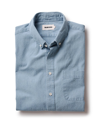 folded flatlay of The Jack in Washed Indigo Oxford