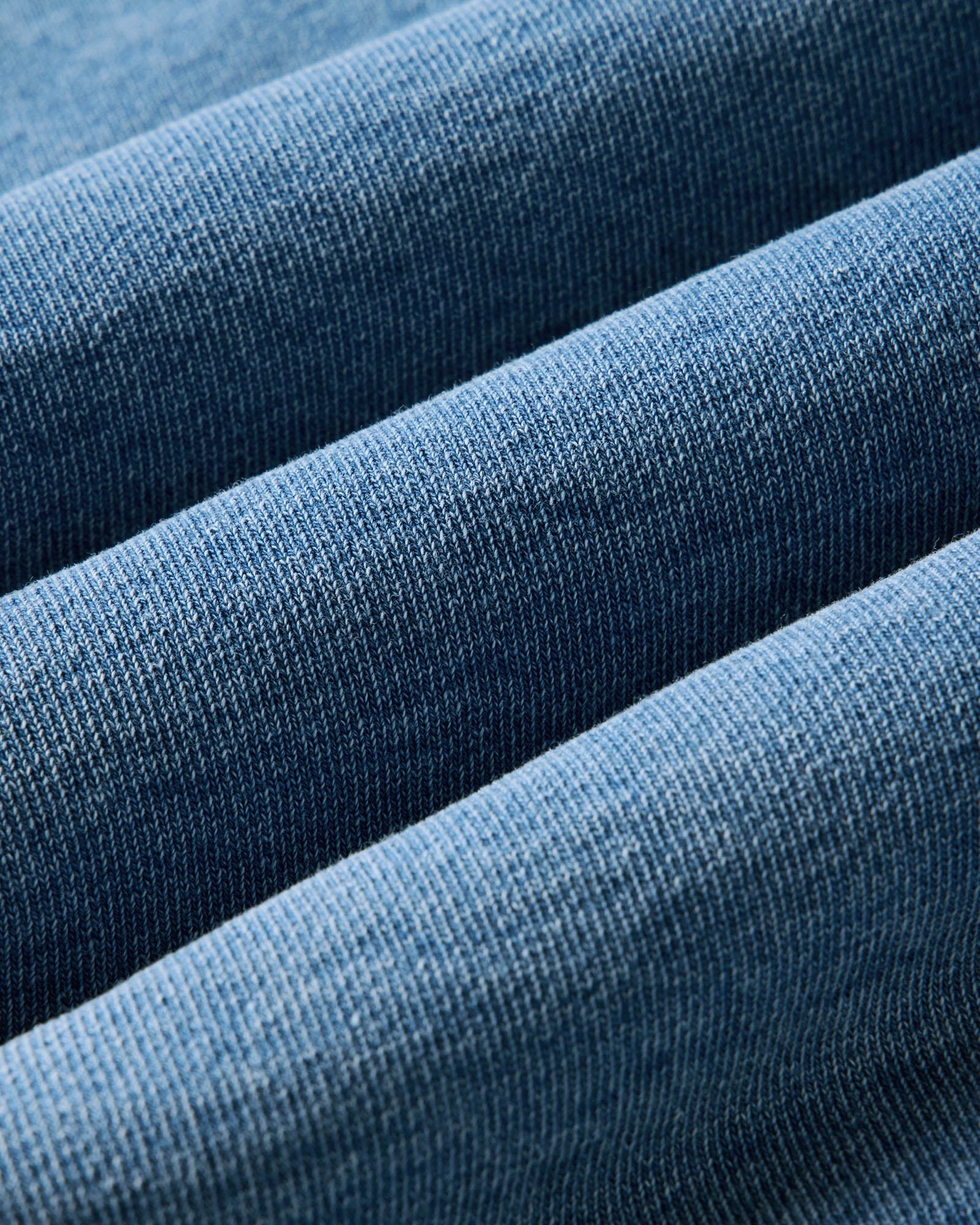 material shot of the fabric on The Baja Pullover in Washed Indigo Terry, Knits by Taylor Stitch