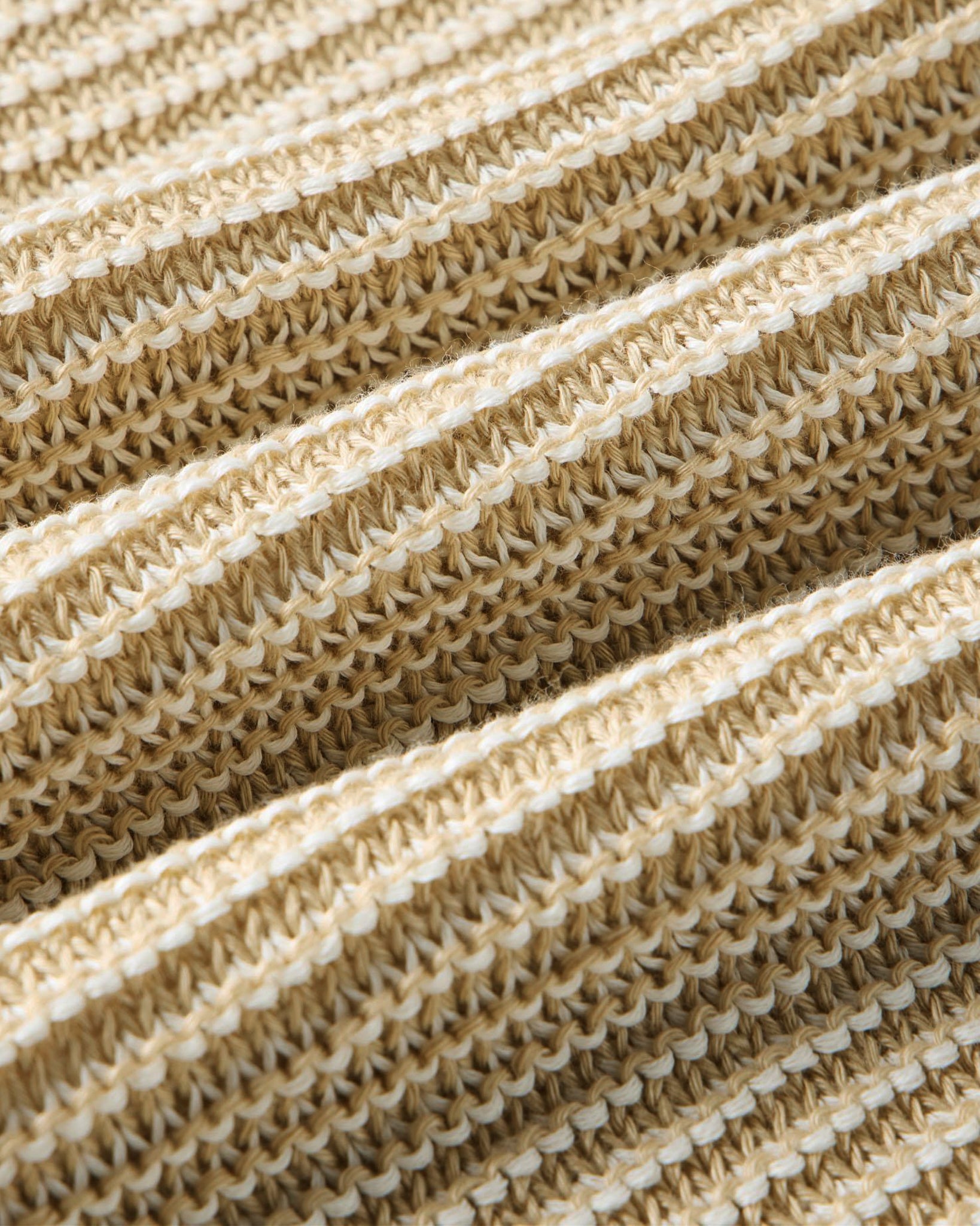material shot of the fabric on The Valencia Sweater Polo in Sand Stripe, Knits by Taylor Stitch