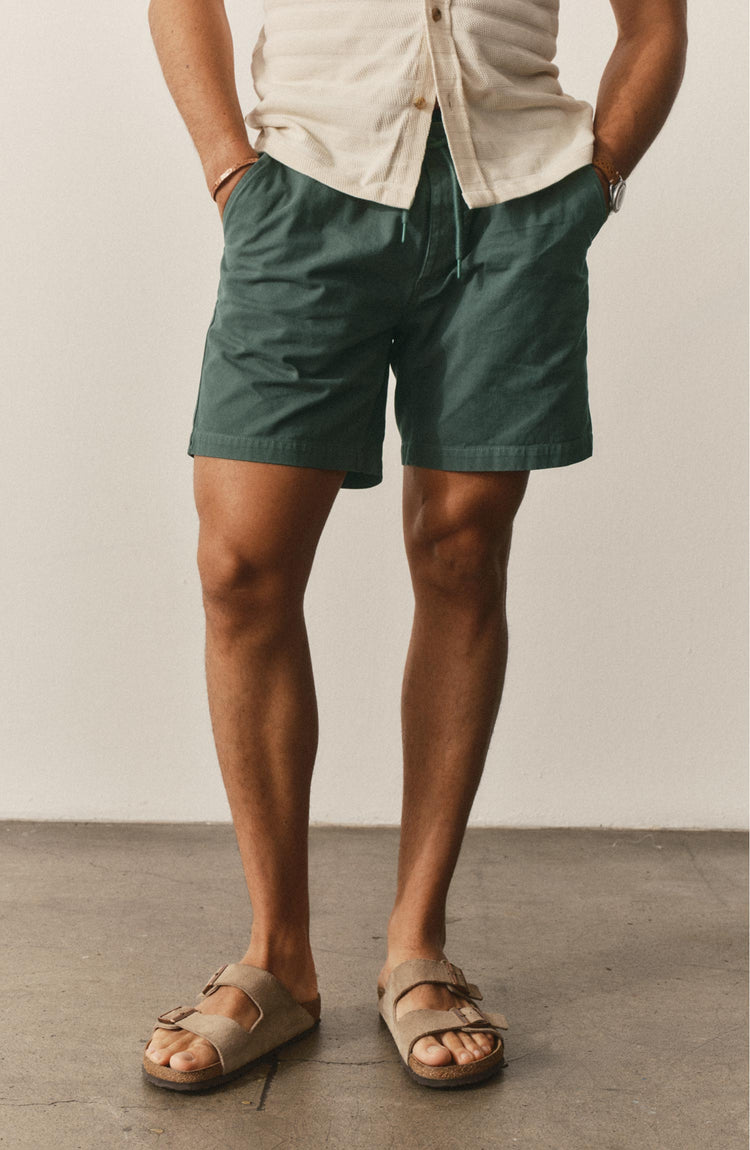 fit model posing in The Apres Short in Organic Deep Sea Foundation Twill
