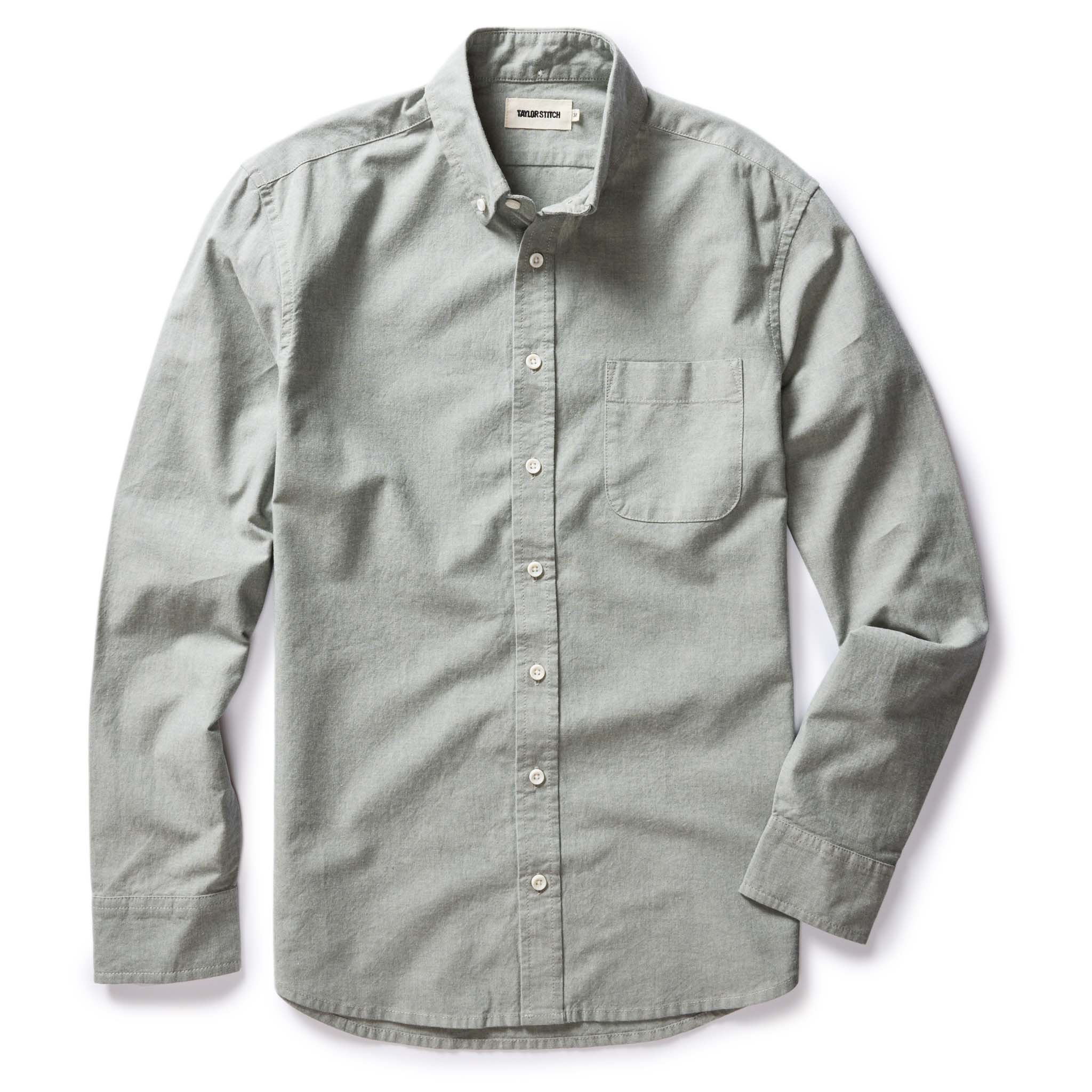 flatlay of The Jack in Deep Sea Chambray, in full, Wovens by Taylor Stitch