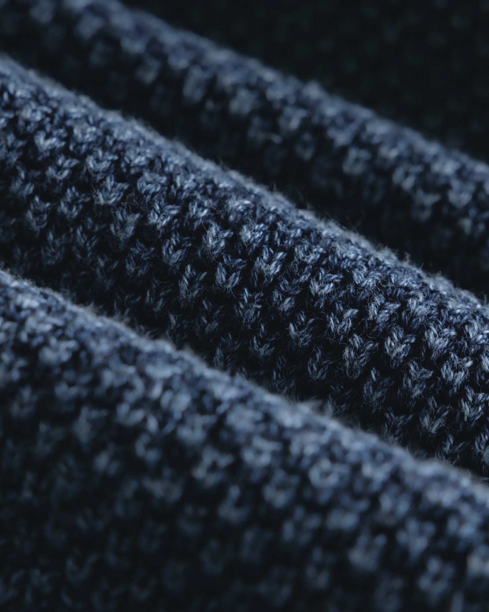 material shot of the fabric on The Crawford Crew Sweater in Washed Indigo, Knits by Taylor Stitch