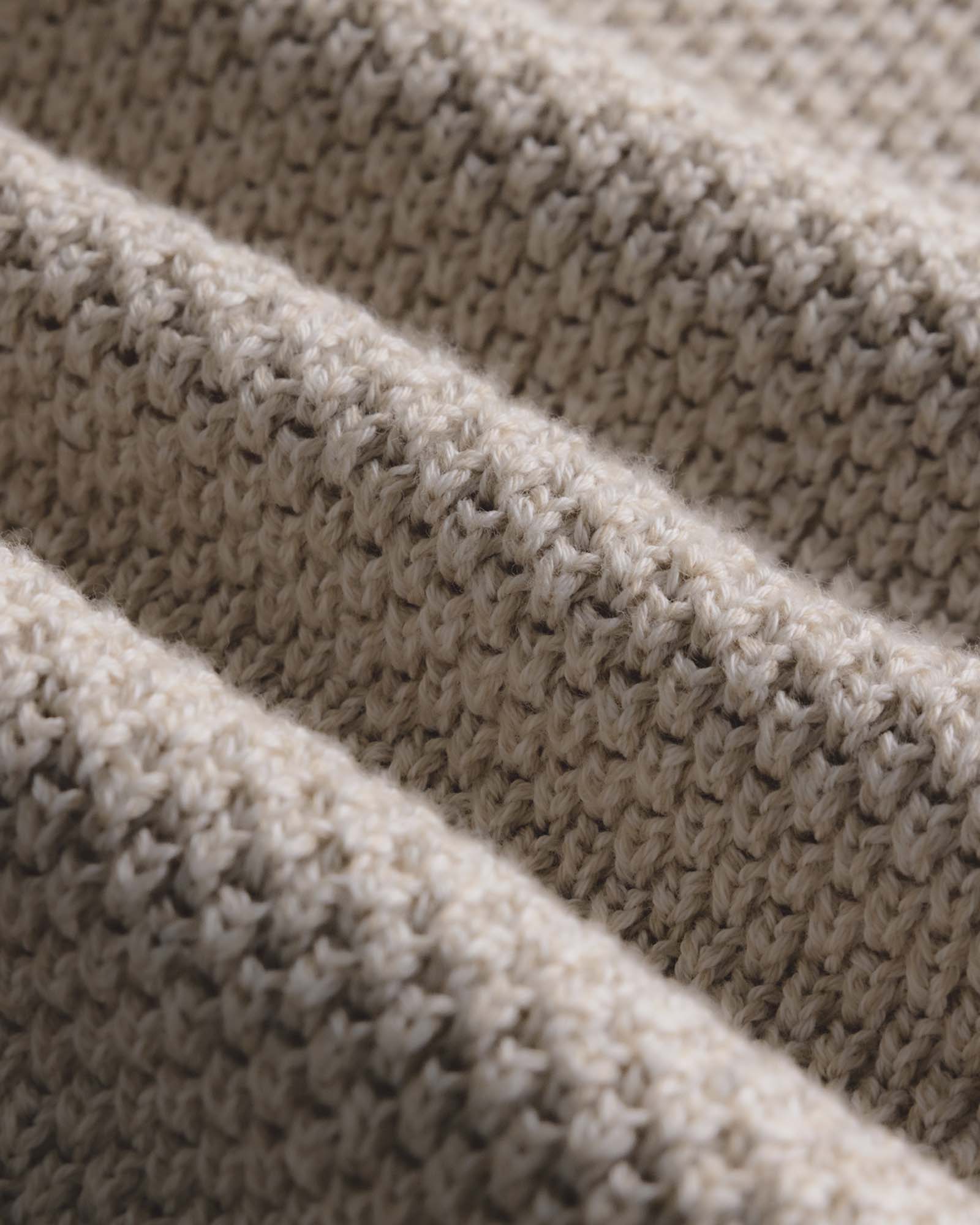 material shot of the fabric on The Crawford Crew Sweater in Marled Natural, Knits by Taylor Stitch