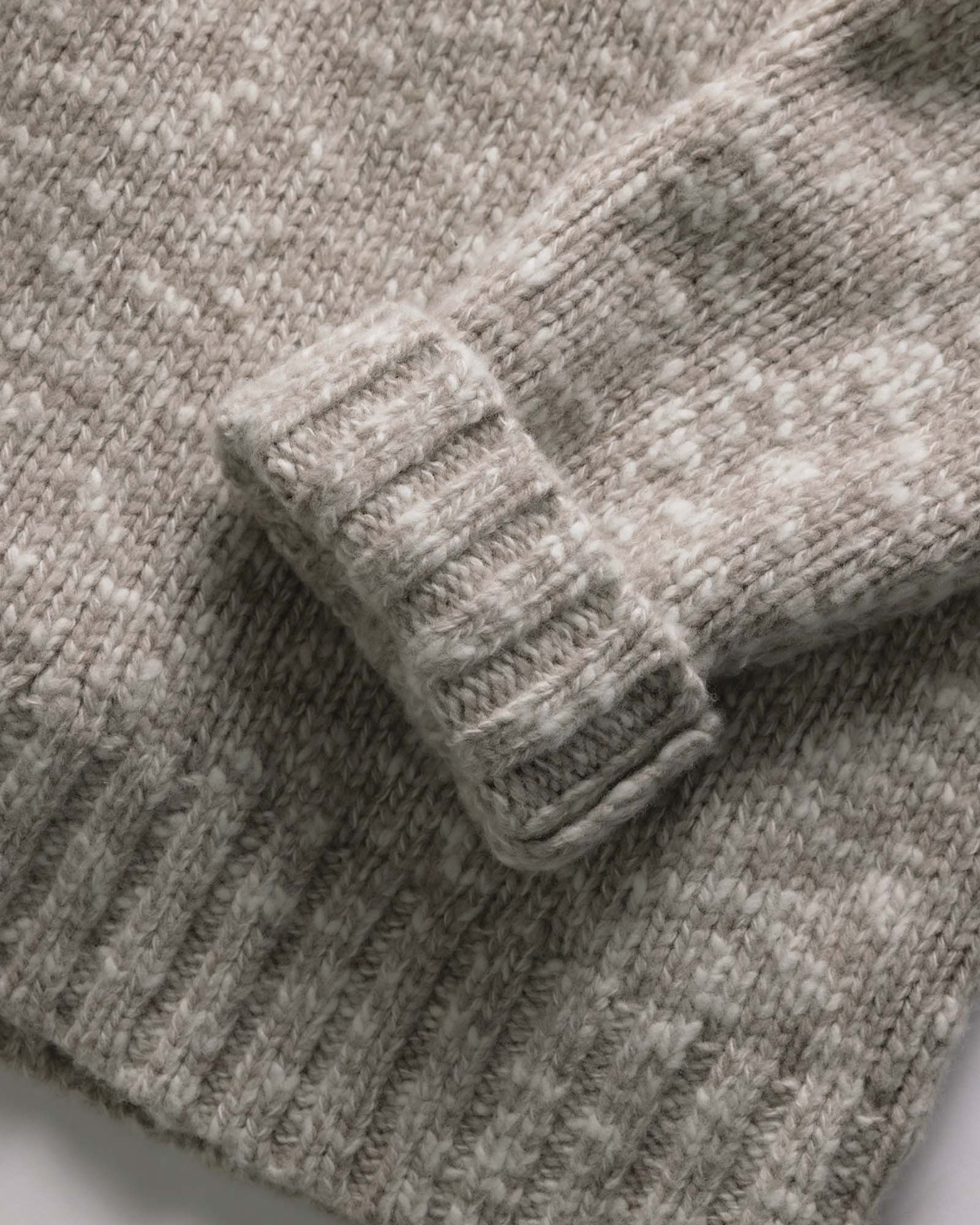 material shot of the sleeve on The Match V-Neck Sweater in Sable Merino Slub, Knits by Taylor Stitch