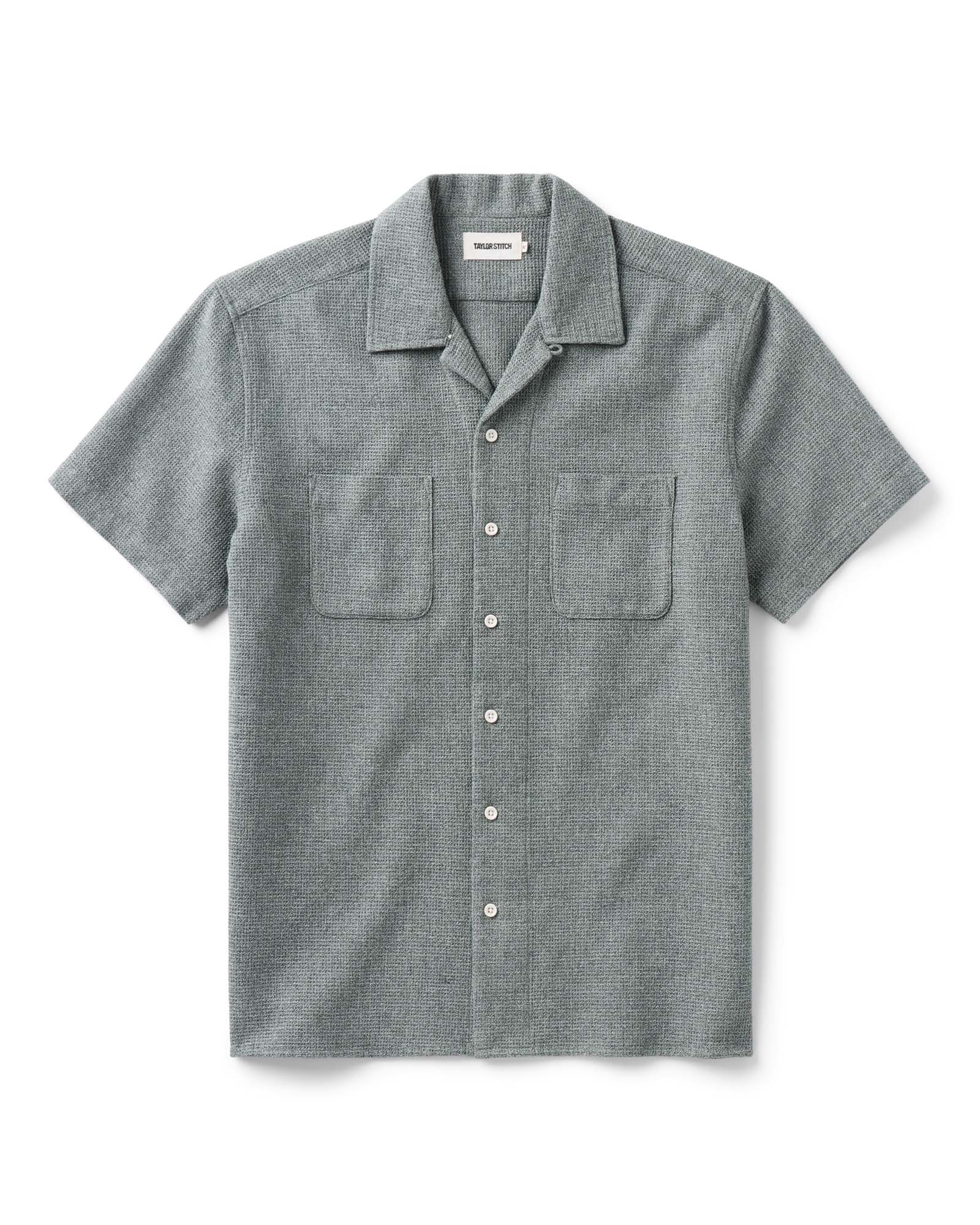 flatlay of The Conrad Shirt in Deep Sea Twist, Wovens by Taylor Stitch