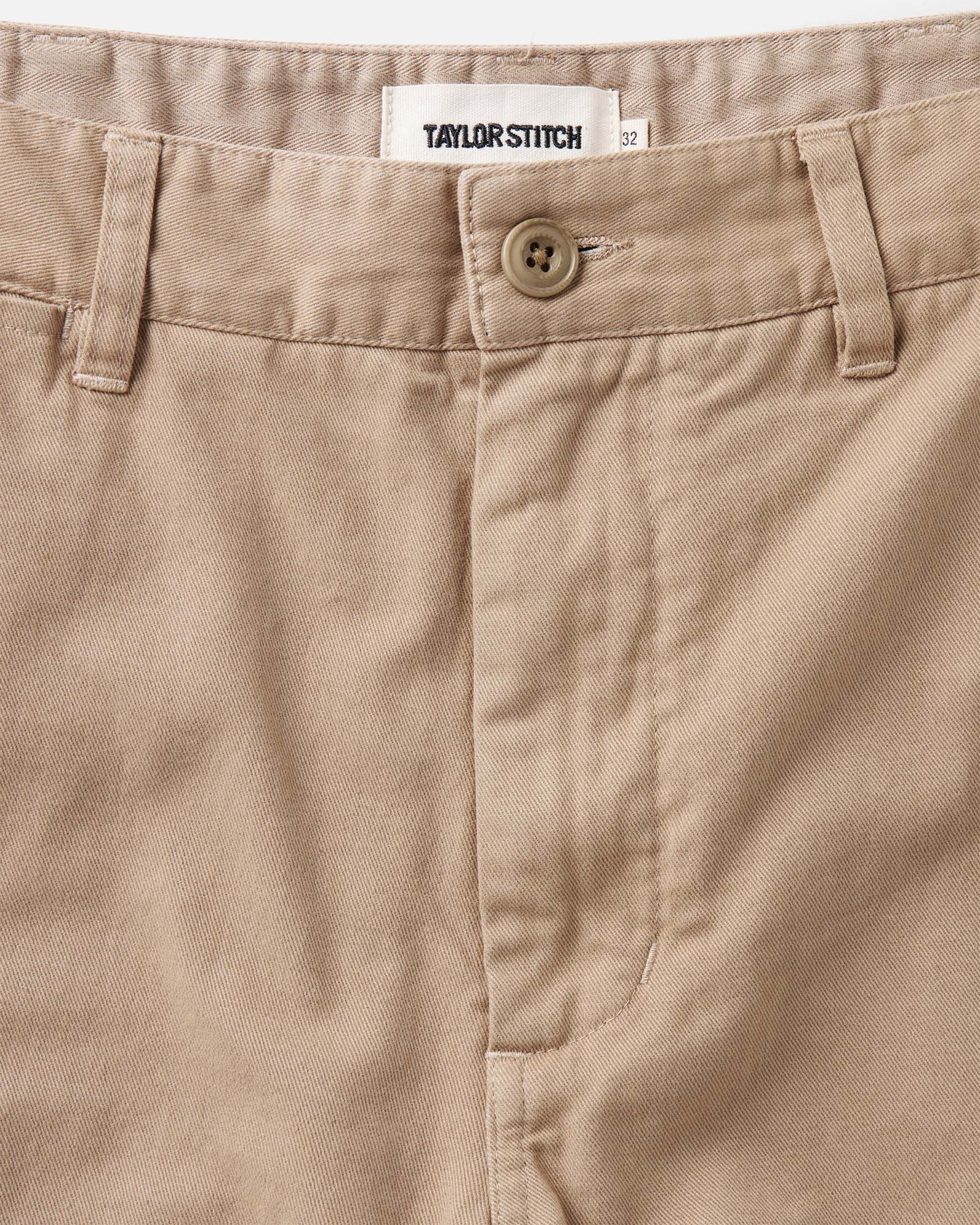 material shot of the waistband on The Foundation Short in Organic Khaki, Bottoms by Taylor Stitch