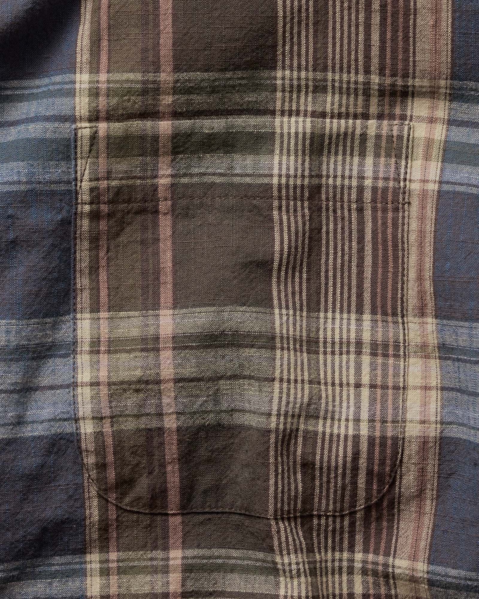 material shot of the pocket on The Jack in Atlantic Blue Madras, Wovens by Taylor Stitch