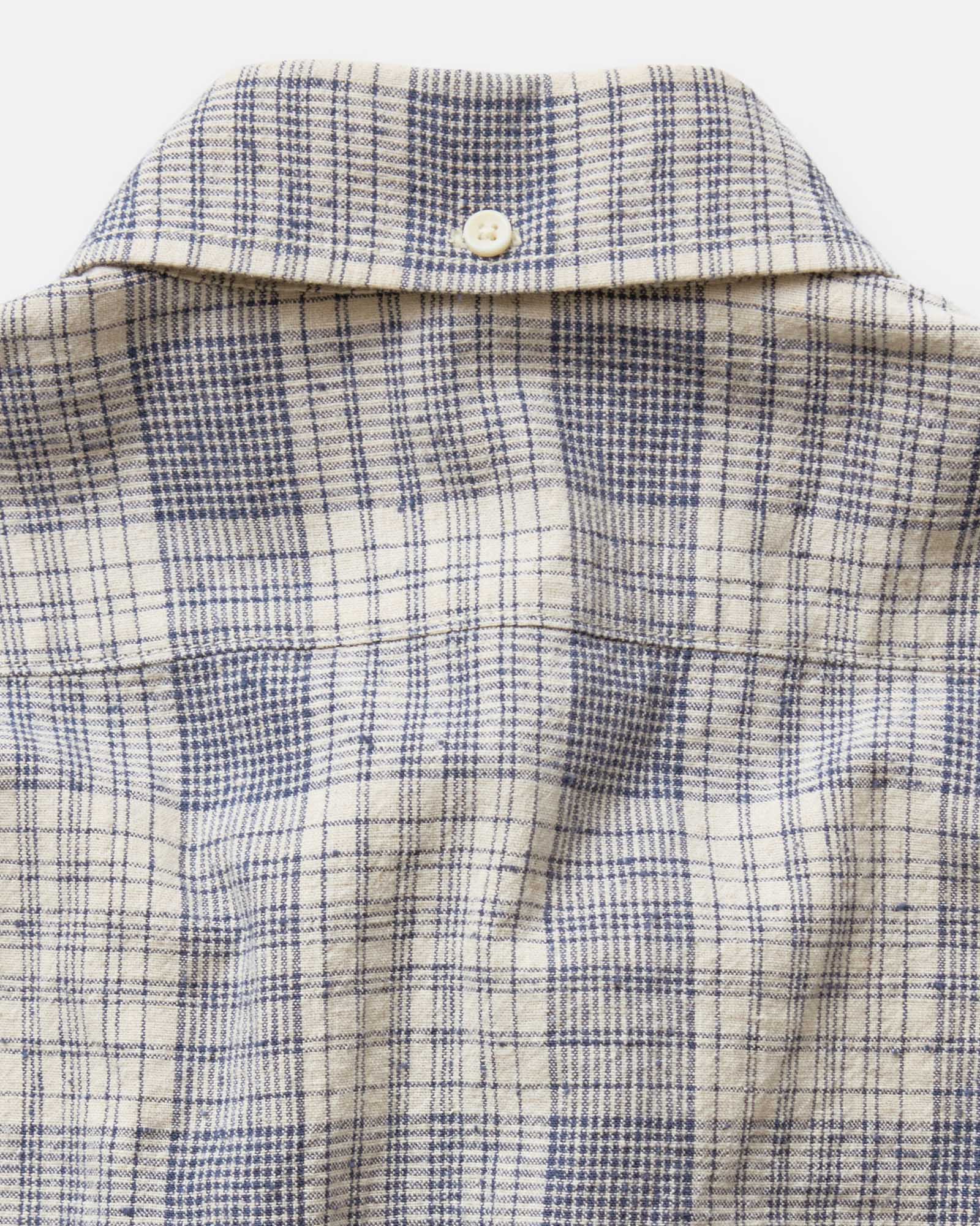 material shot of the back collar on The Jack in Japanese Oyster Plaid, Wovens by Taylor Stitch