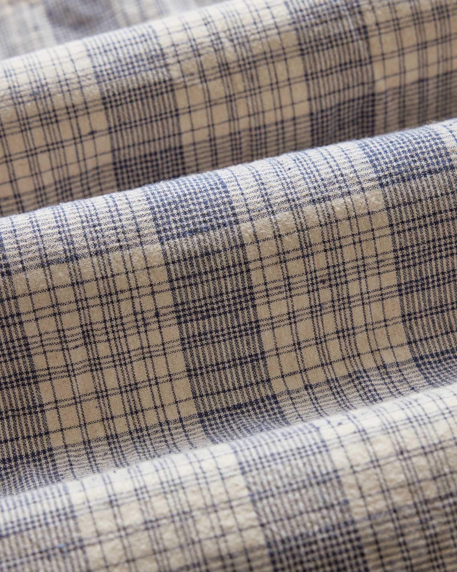 material shot of the fabric on The Jack in Japanese Oyster Plaid, Wovens by Taylor Stitch