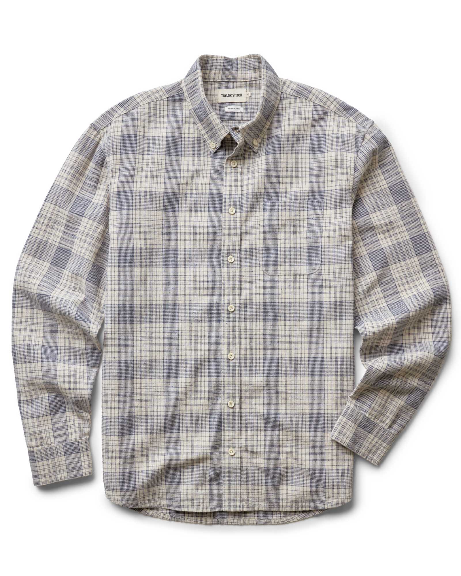 flatlay of The Jack in Japanese Oyster Plaid, Wovens by Taylor Stitch