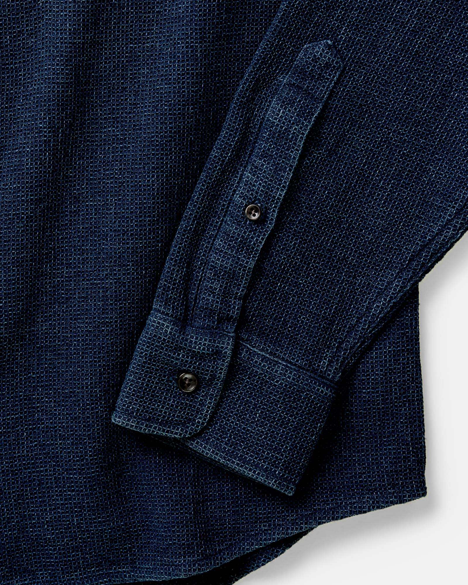 flatlay of The Jack in Indigo Waffle, shown in full, Wovens by Taylor Stitch