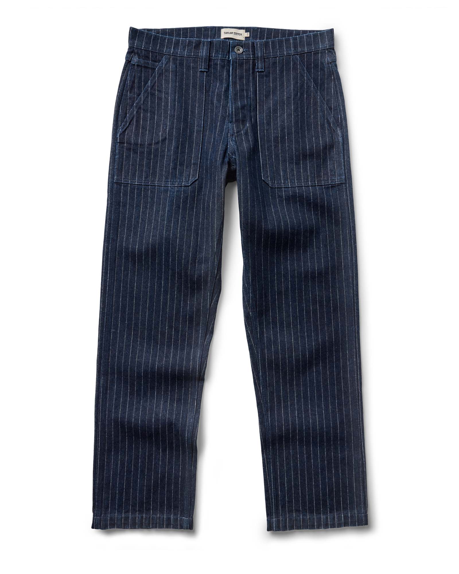 flatlay of The Mariner Jean in Rinsed Indigo Dobby Denim, Bottoms by Taylor Stitch