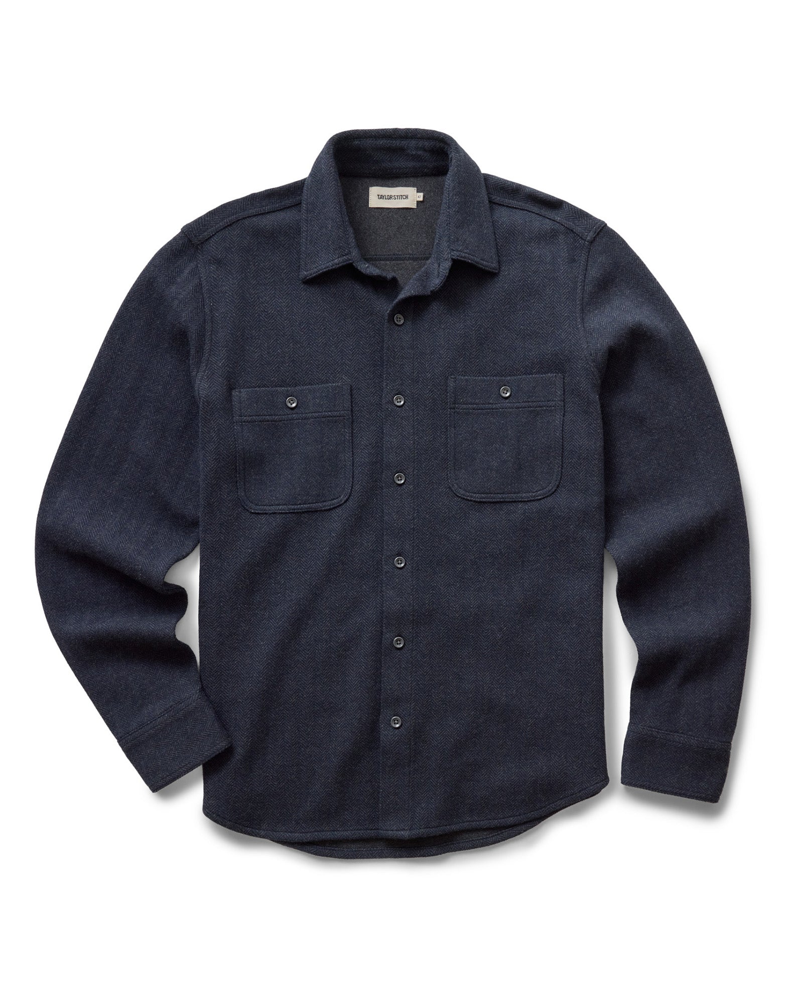 flatlay of The North Shore Knit Shirt in Heather Navy, Knits by Taylor Stitch
