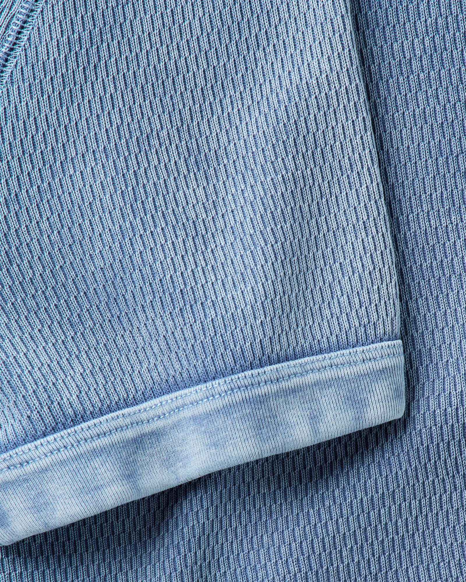 material shot of the sleeve on The Organic Cotton Short Sleeve Crew in Washed Blue Waffle, Knits by Taylor Stitch