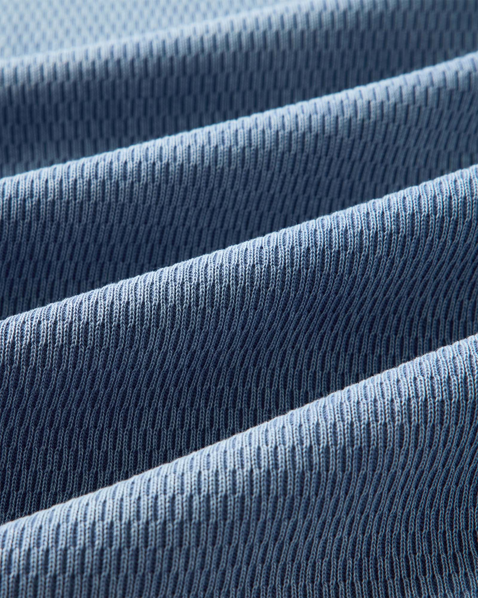 material shot of the fabric on The Organic Cotton Short Sleeve Crew in Washed Blue Waffle, Knits by Taylor Stitch