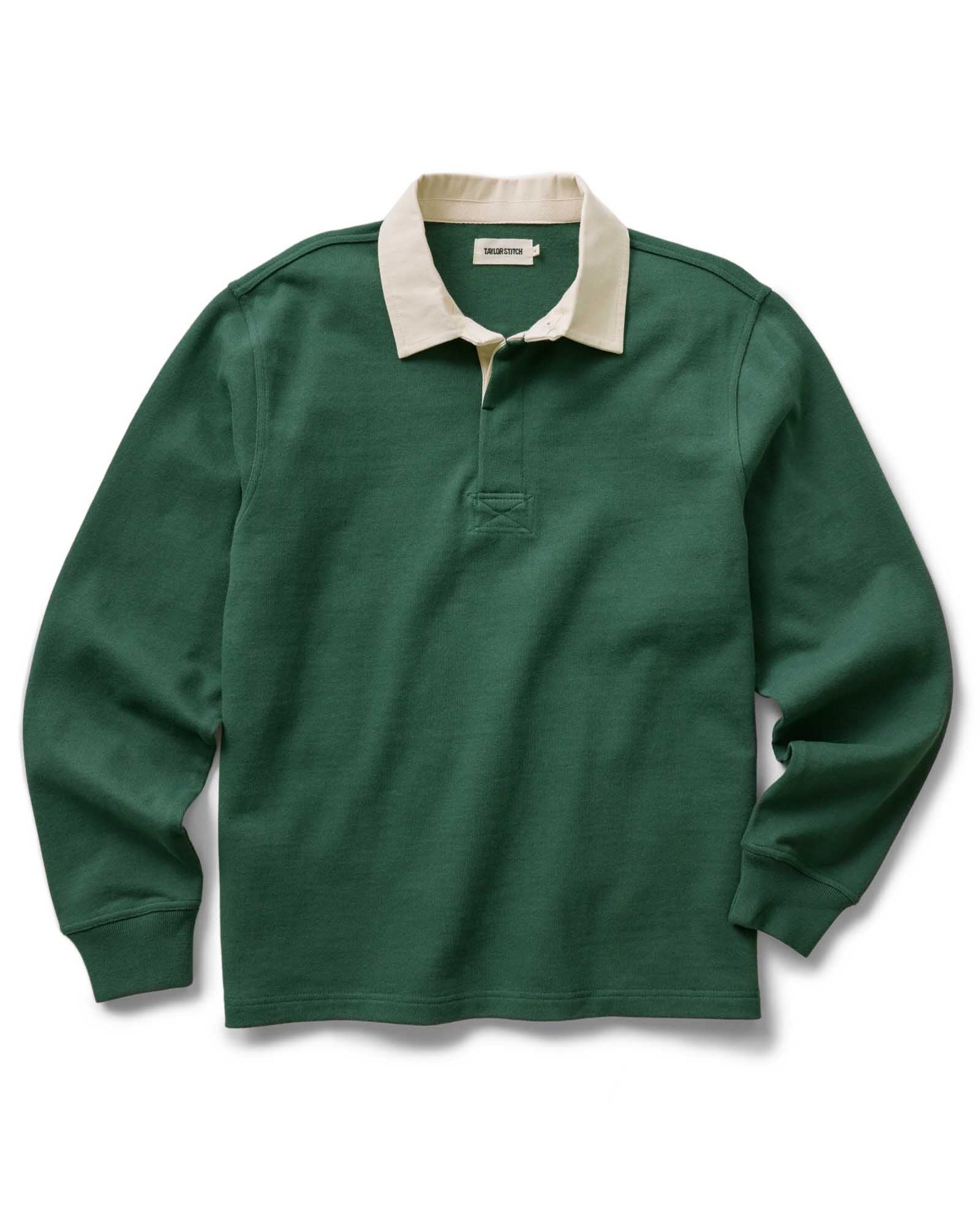 flatlay of The Rugby Shirt in Ivy, Knits by Taylor Stitch