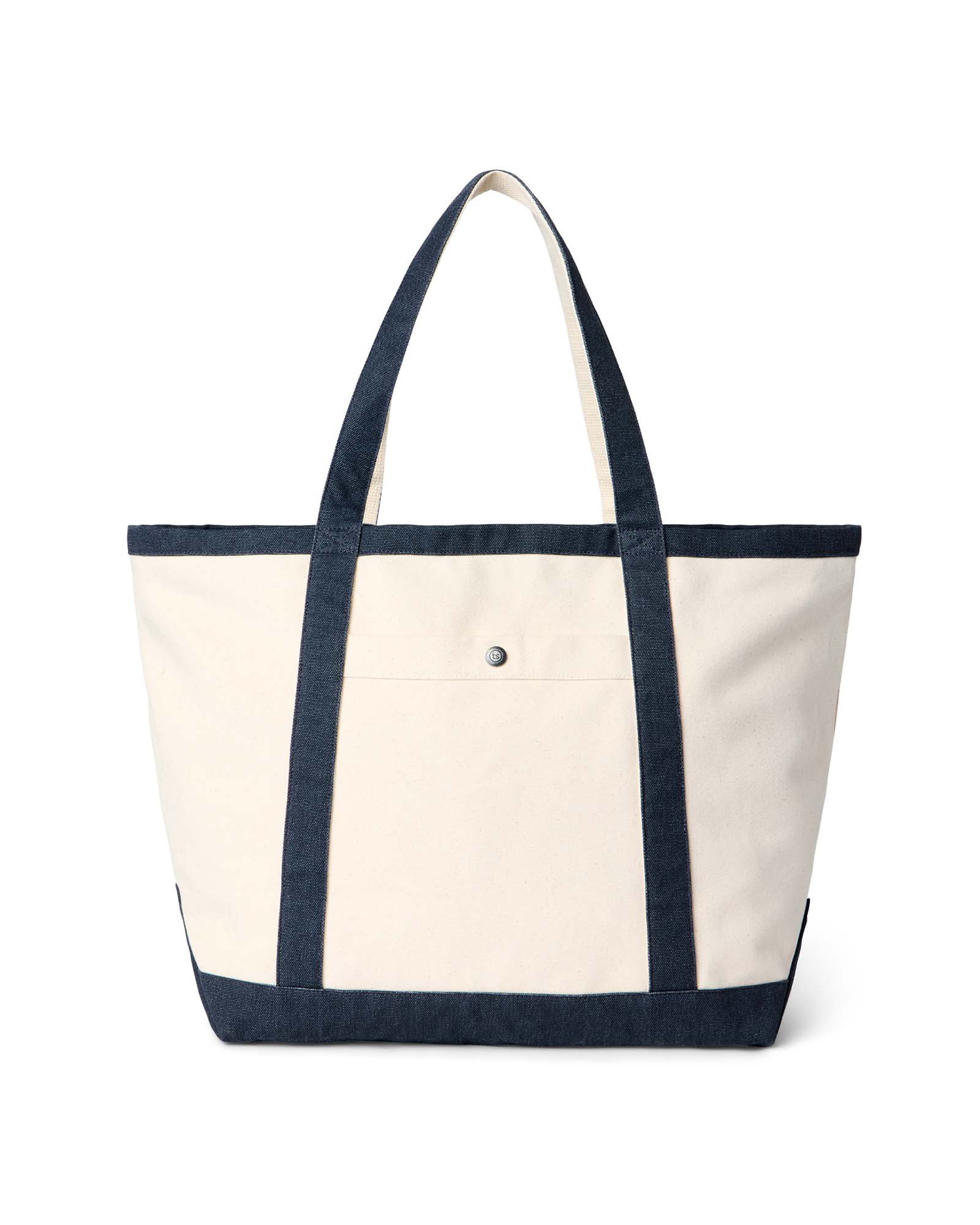 editorial image of The Schooner Tote in Seeded Natural Chipped Canvas, Accessories by Taylor Stitch