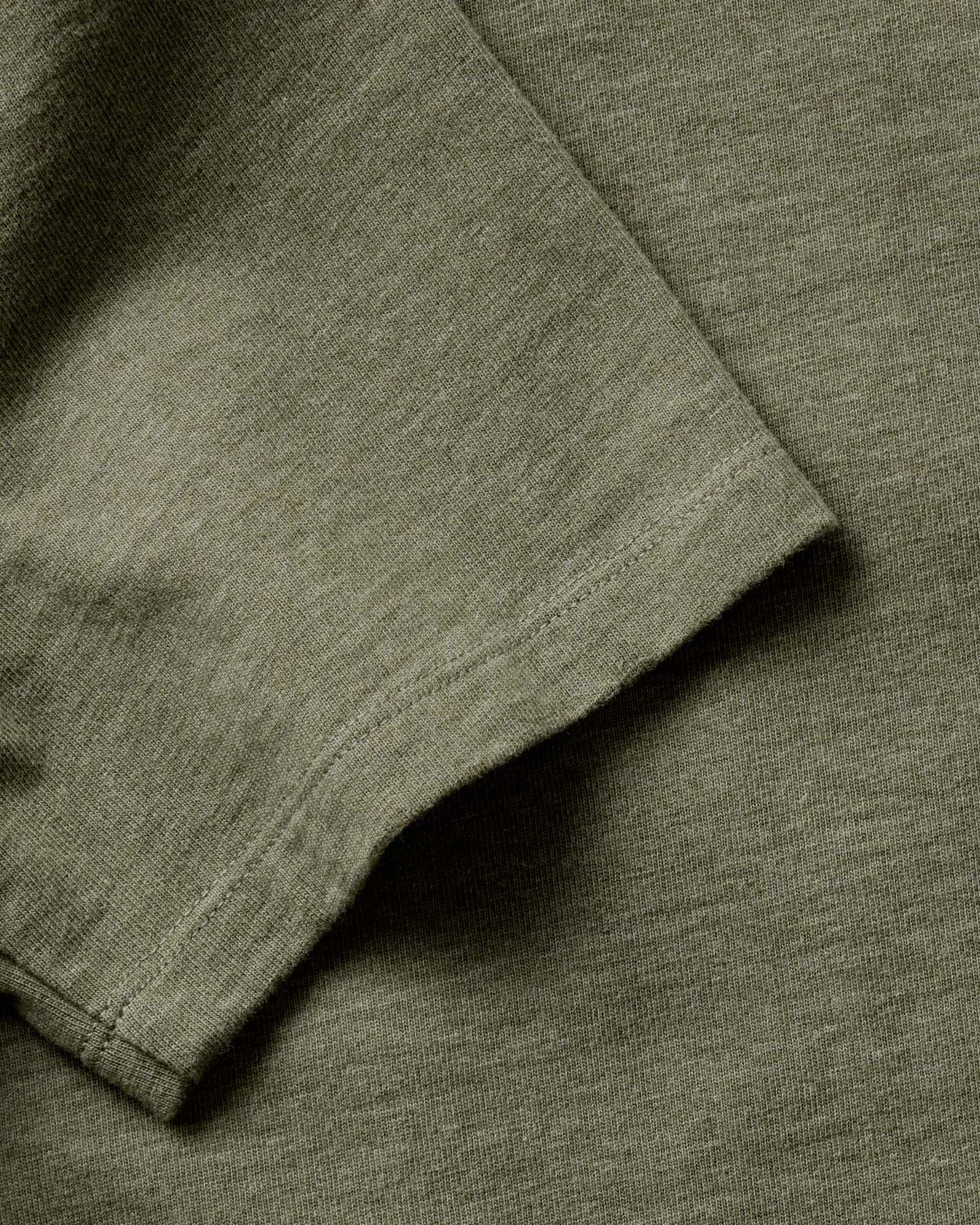 material shot of the collar on The Organic Cotton Shop Tee in Army Twist, Knits by Taylor Stitch