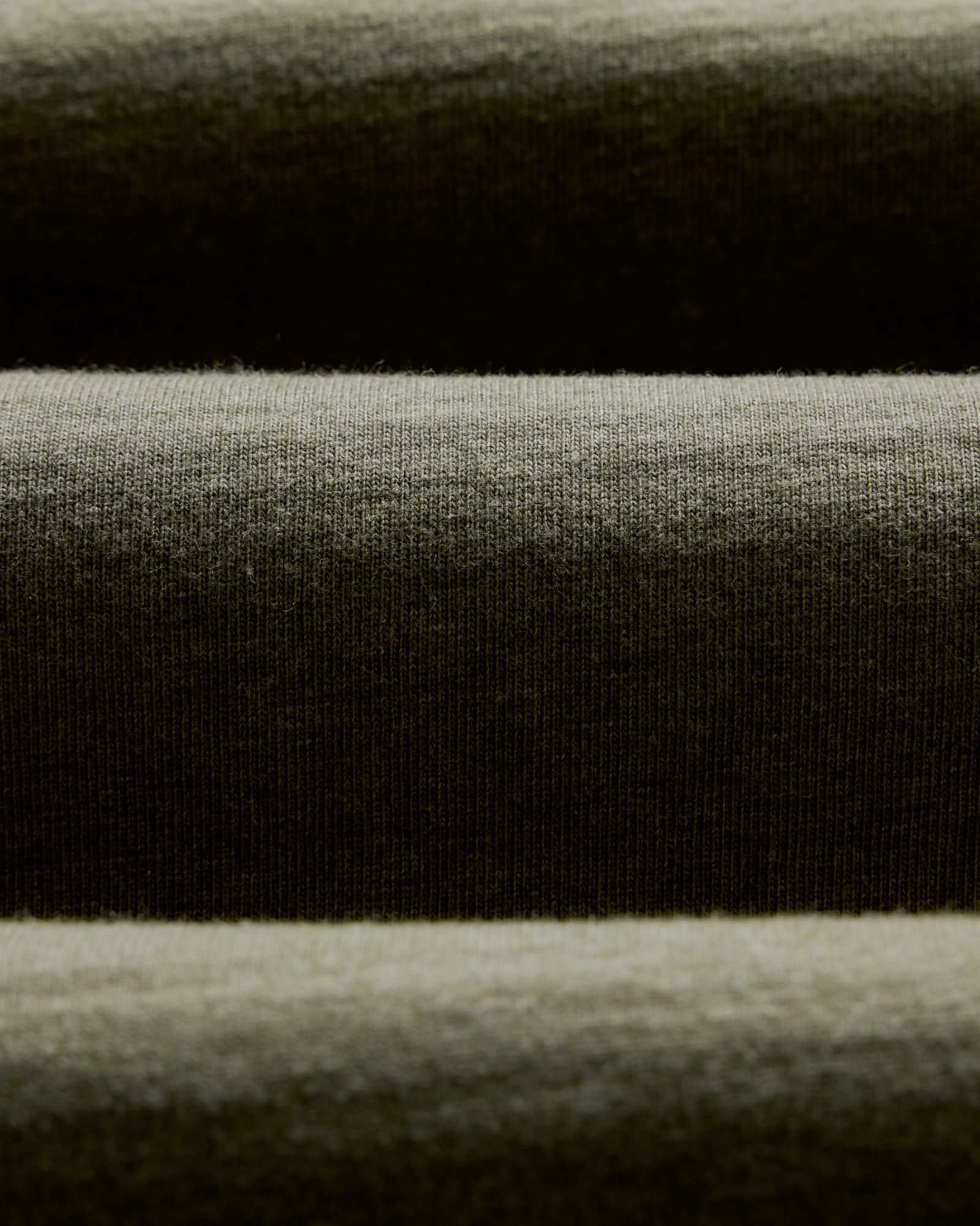 material shot of the sleeve on The Organic Cotton Shop Tee in Army Twist, Knits by Taylor Stitch