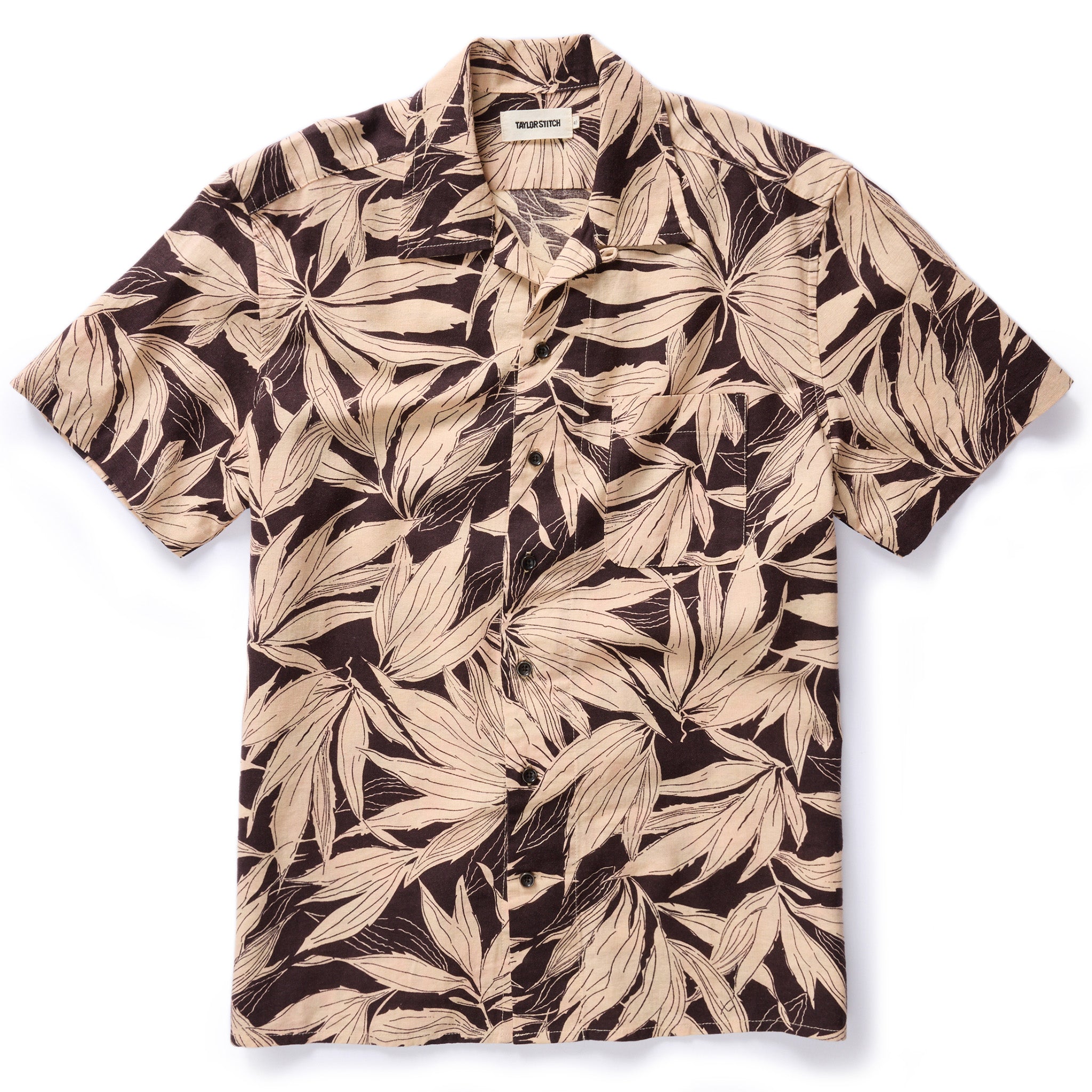flatlay of The Short Sleeve Hawthorne in Dried Palm, Wovens by Taylor Stitch
