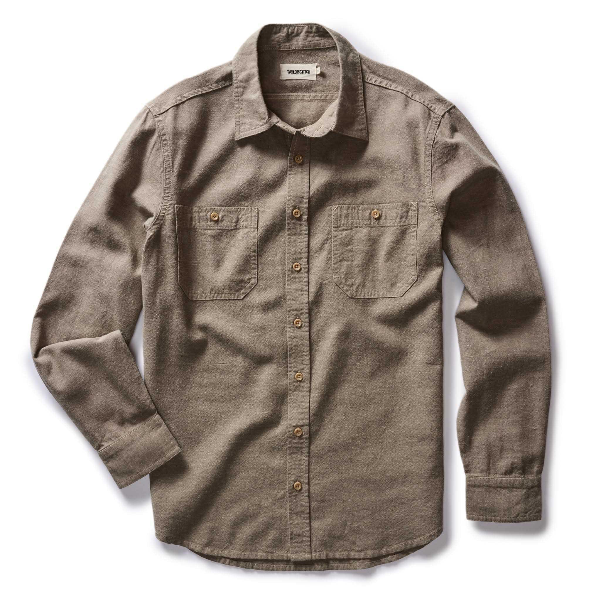 flatlay of The Utility Shirt in Canteen Nep, Wovens by Taylor Stitch