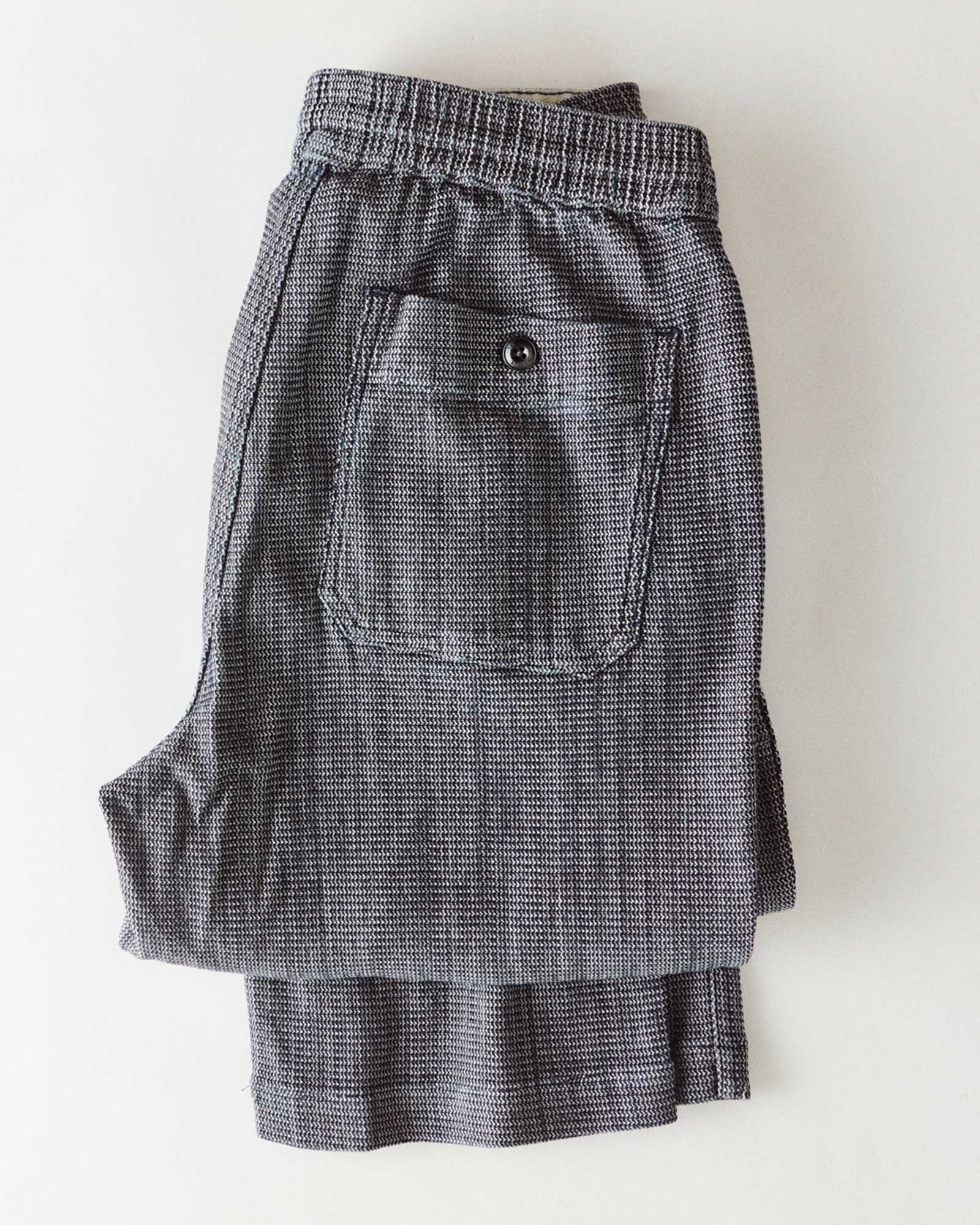 folded flatlay of the back of The Breakwater Pant in Rinsed Indigo Stripe, Bottoms by Taylor Stitch