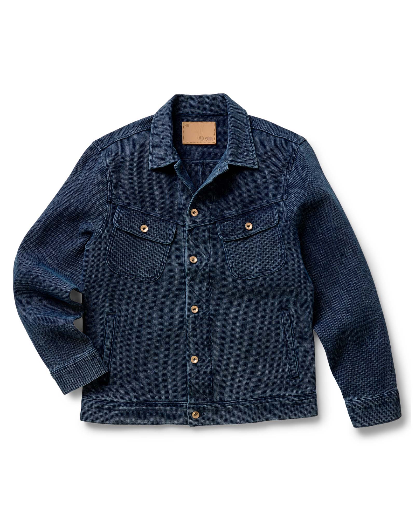 flatlay of The Long Haul Jacket in Rinsed Indigo Waffle, Outerwear by Taylor Stitch