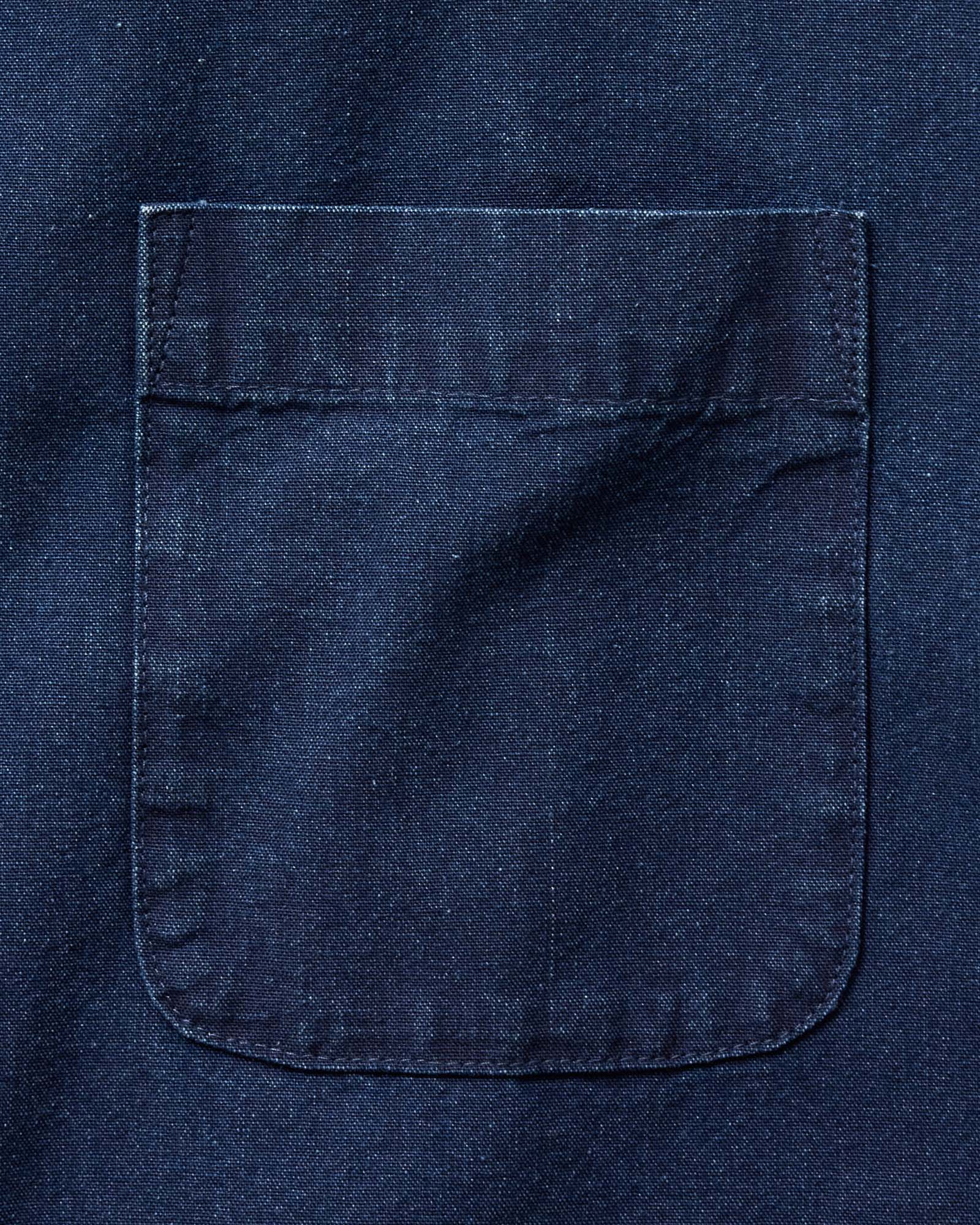 material shot of the fabric on The Short Sleeve Jack in Rinsed Indigo Oxford, Wovens by Taylor Stitch