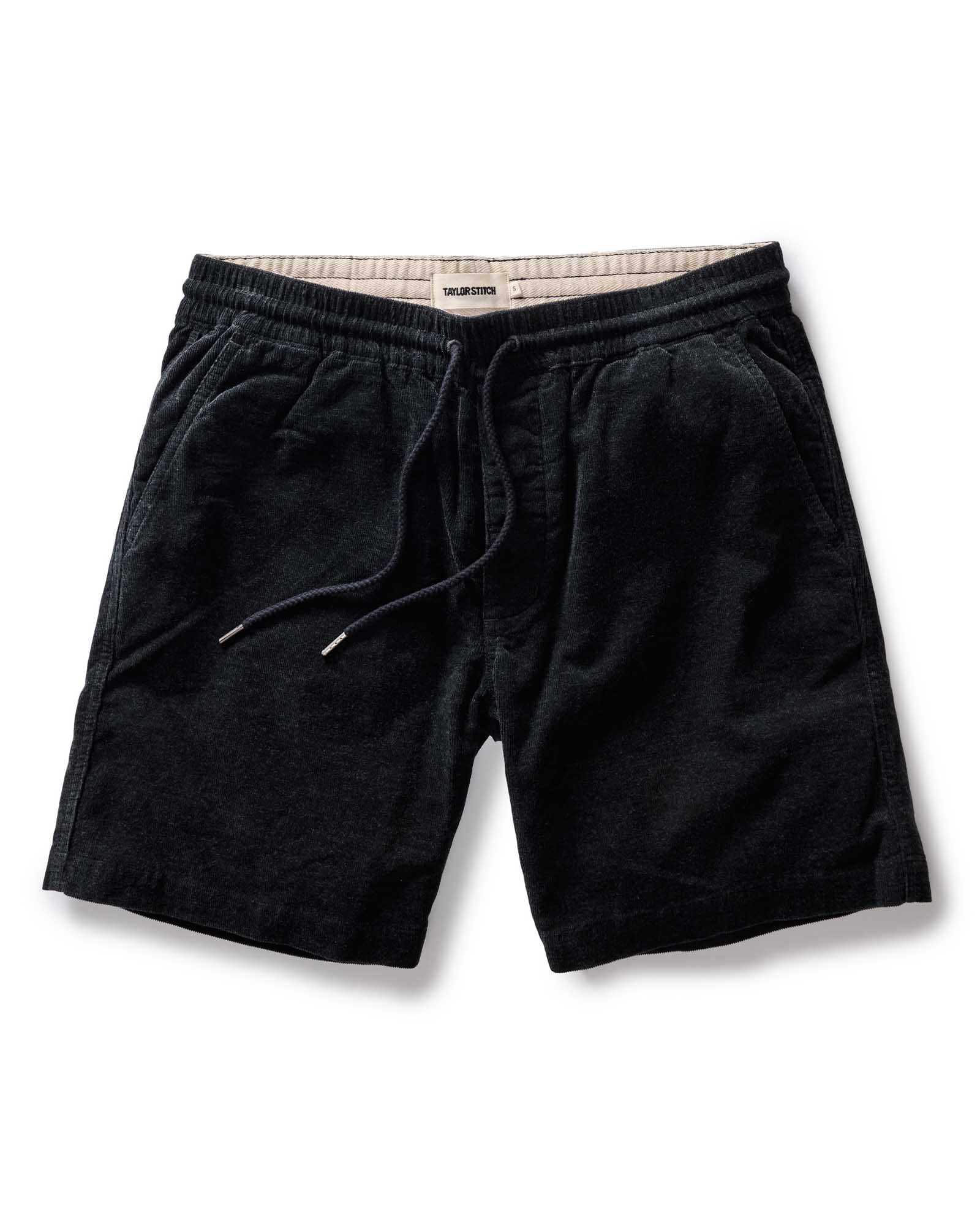 flatlay of The Apres Short in Heather Coal Pincord, Bottoms by Taylor Stitch