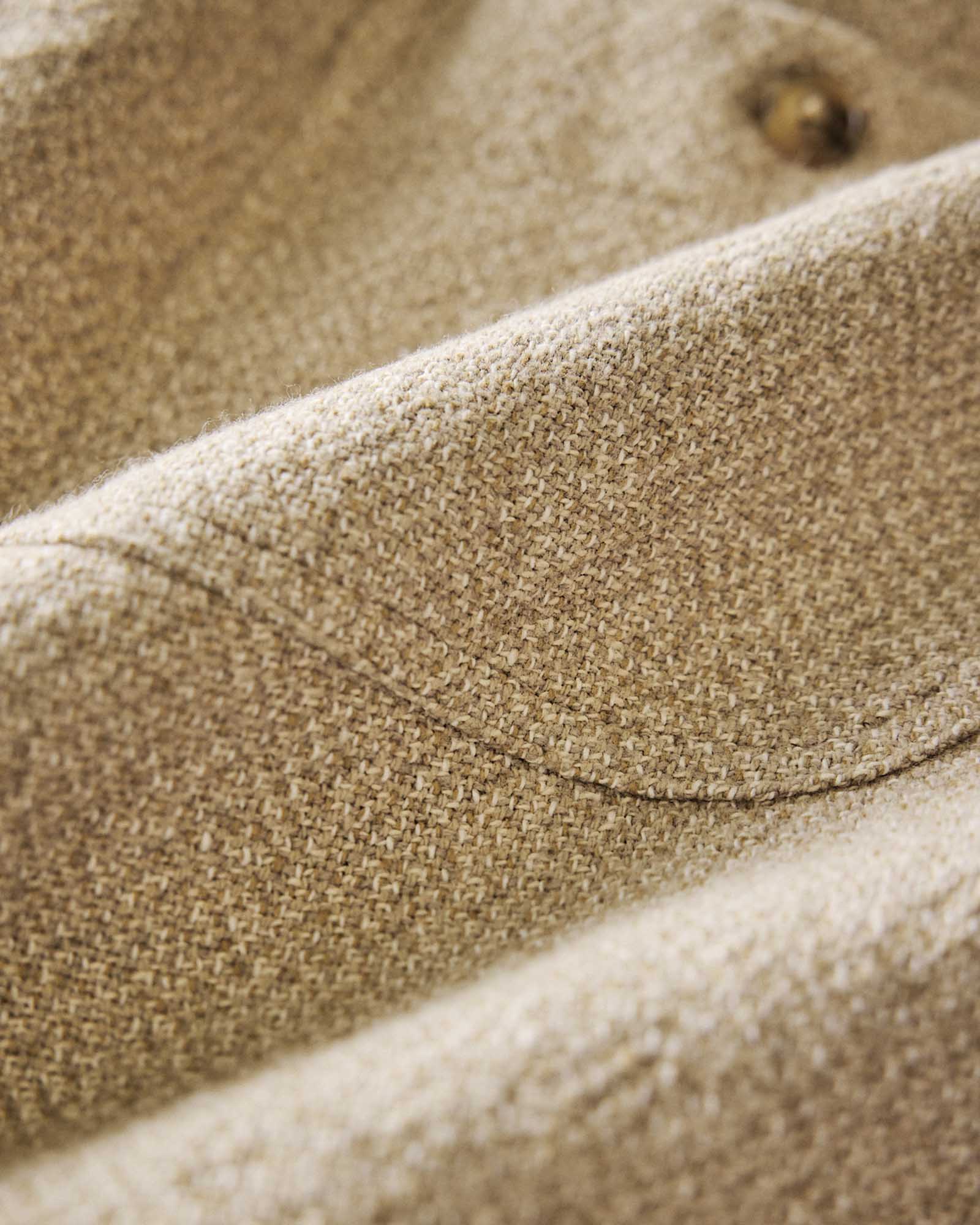 material shot of the fabric on The Apres Short in Oat Linen Tweed, Bottoms by Taylor Stitch