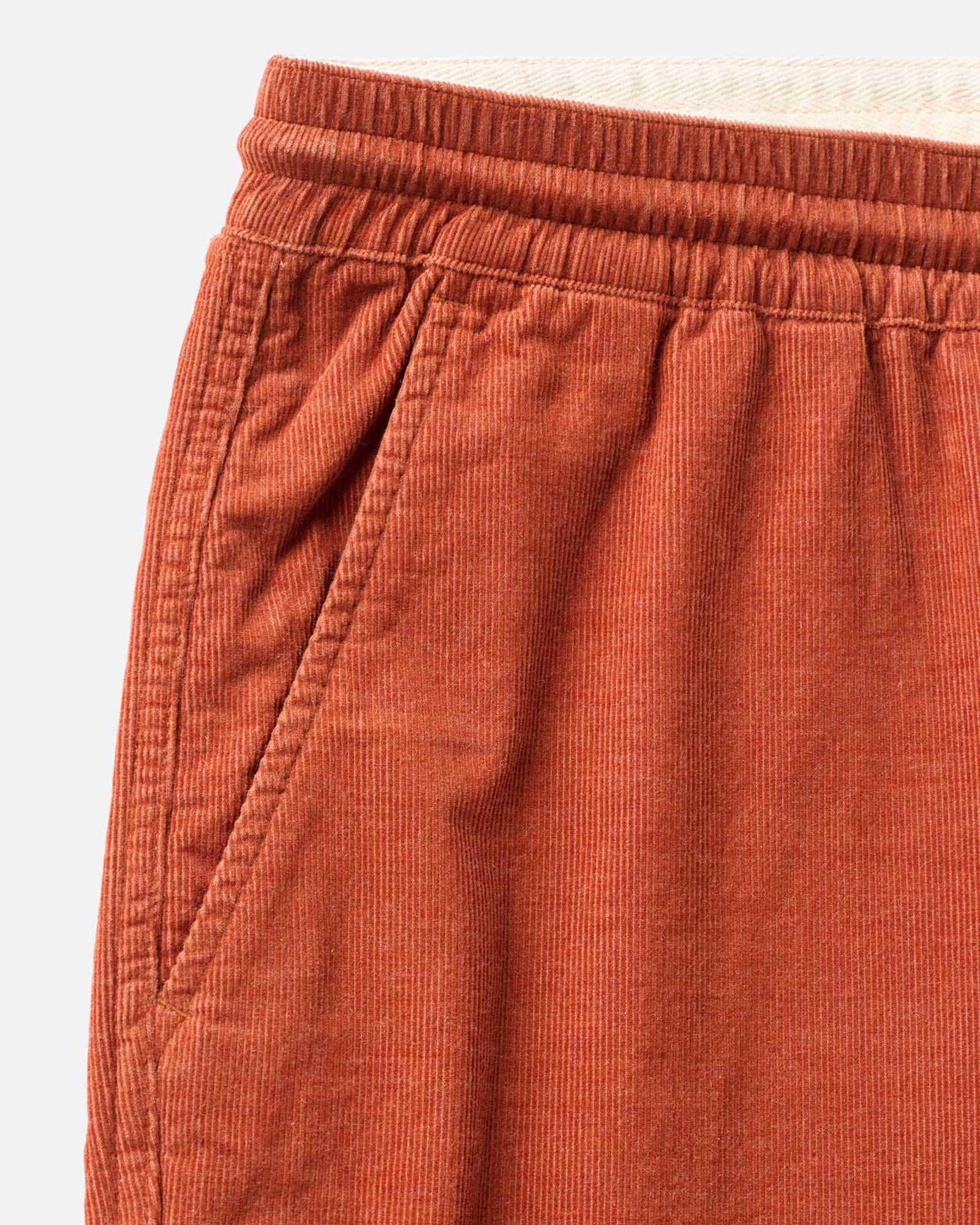 material shot of the pocket on The Apres Short in Heather Chili Pincord, Bottoms by Taylor Stitch