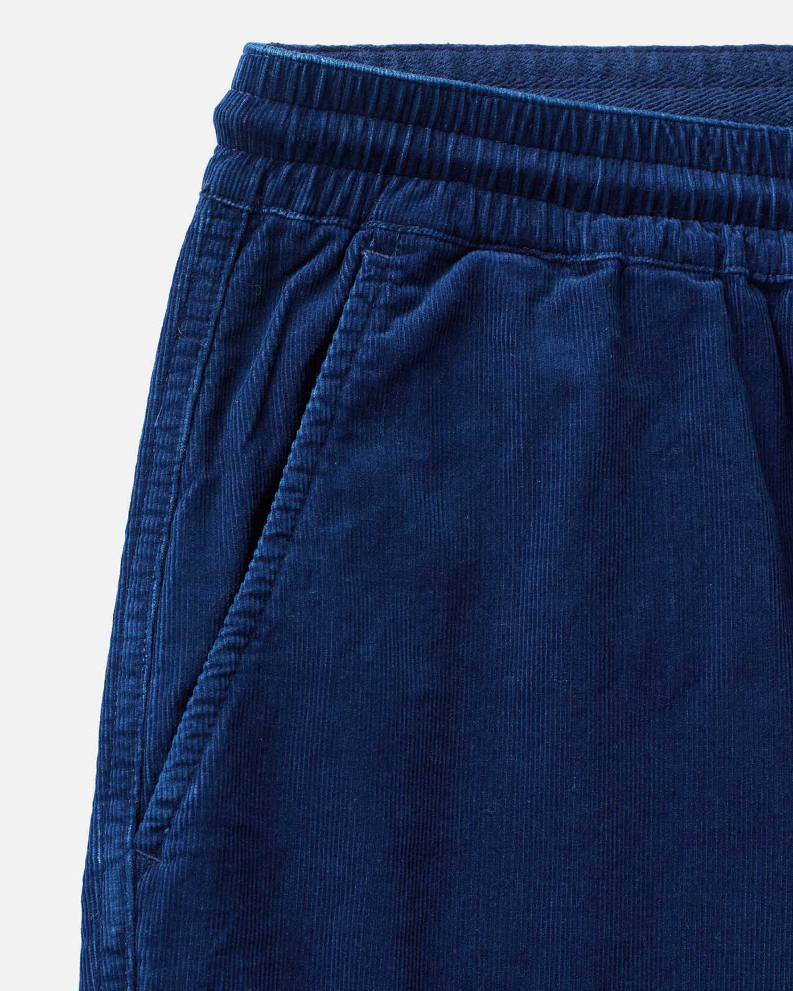material shot of the pocket on The Apres Short in Rinsed Indigo Pincord, Bottoms by Taylor Stitch