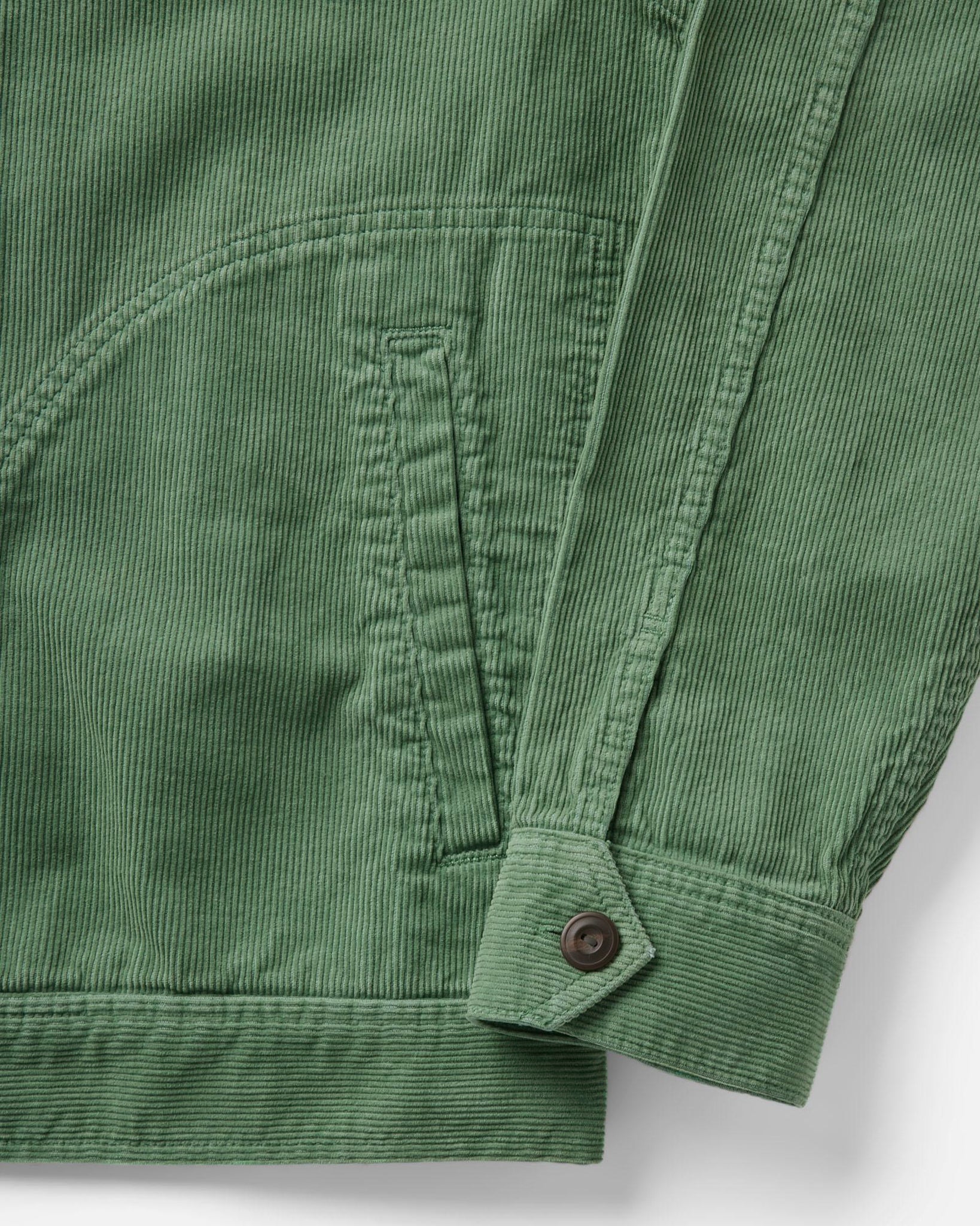 material shot of the sleeve on The Piston Jacket in Ivy Corduroy, Outerwear by Taylor Stitch