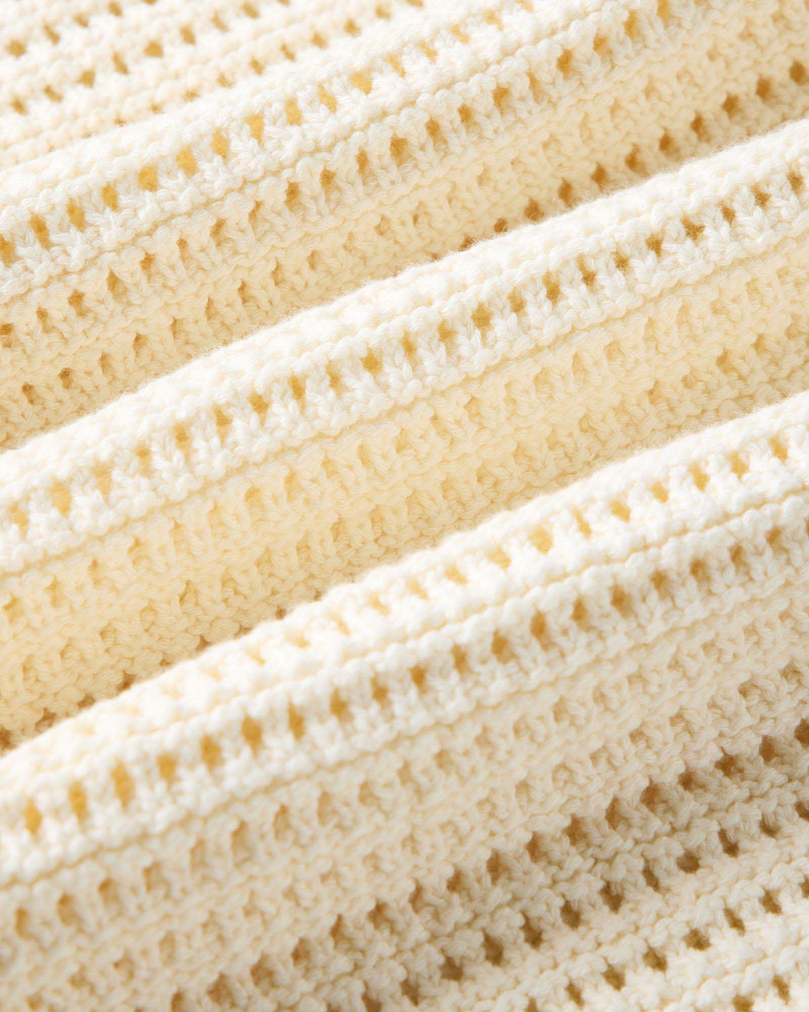 material shot of the fabric on The Monterey Sweater Polo in Vintage White Crochet, Knits by Taylor Stitch