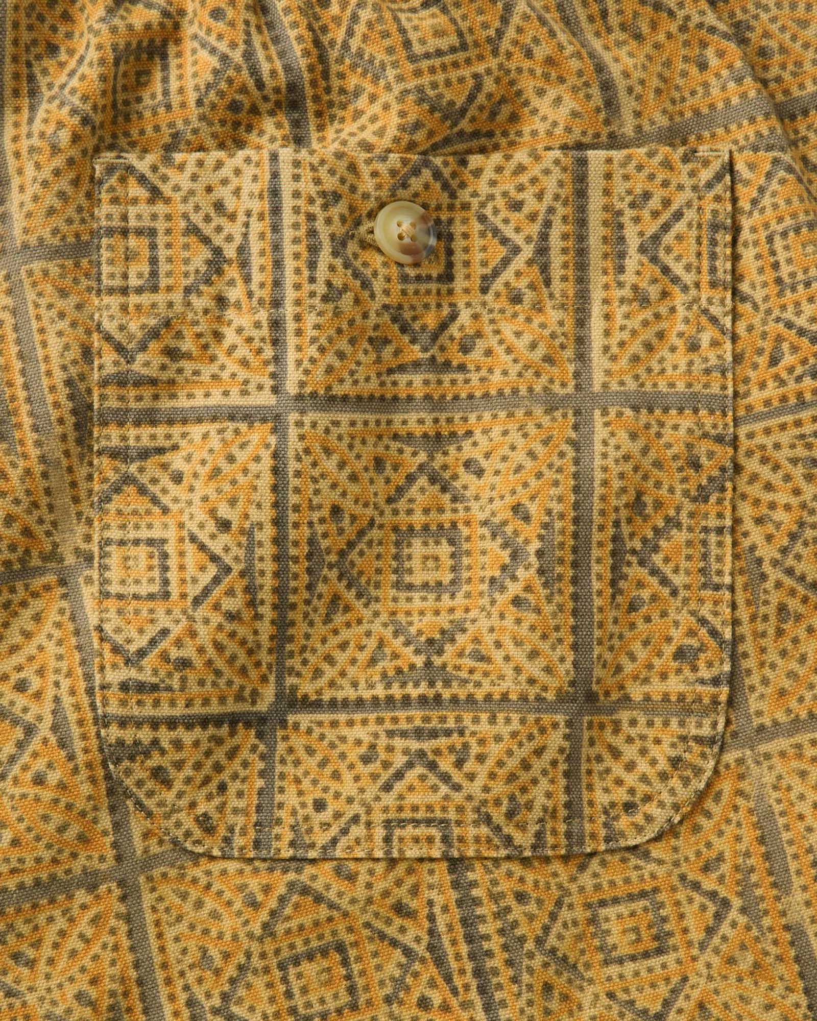 material shot of the back pocket on The Apres Short in Fennel Block Print, Bottoms by Taylor Stitch