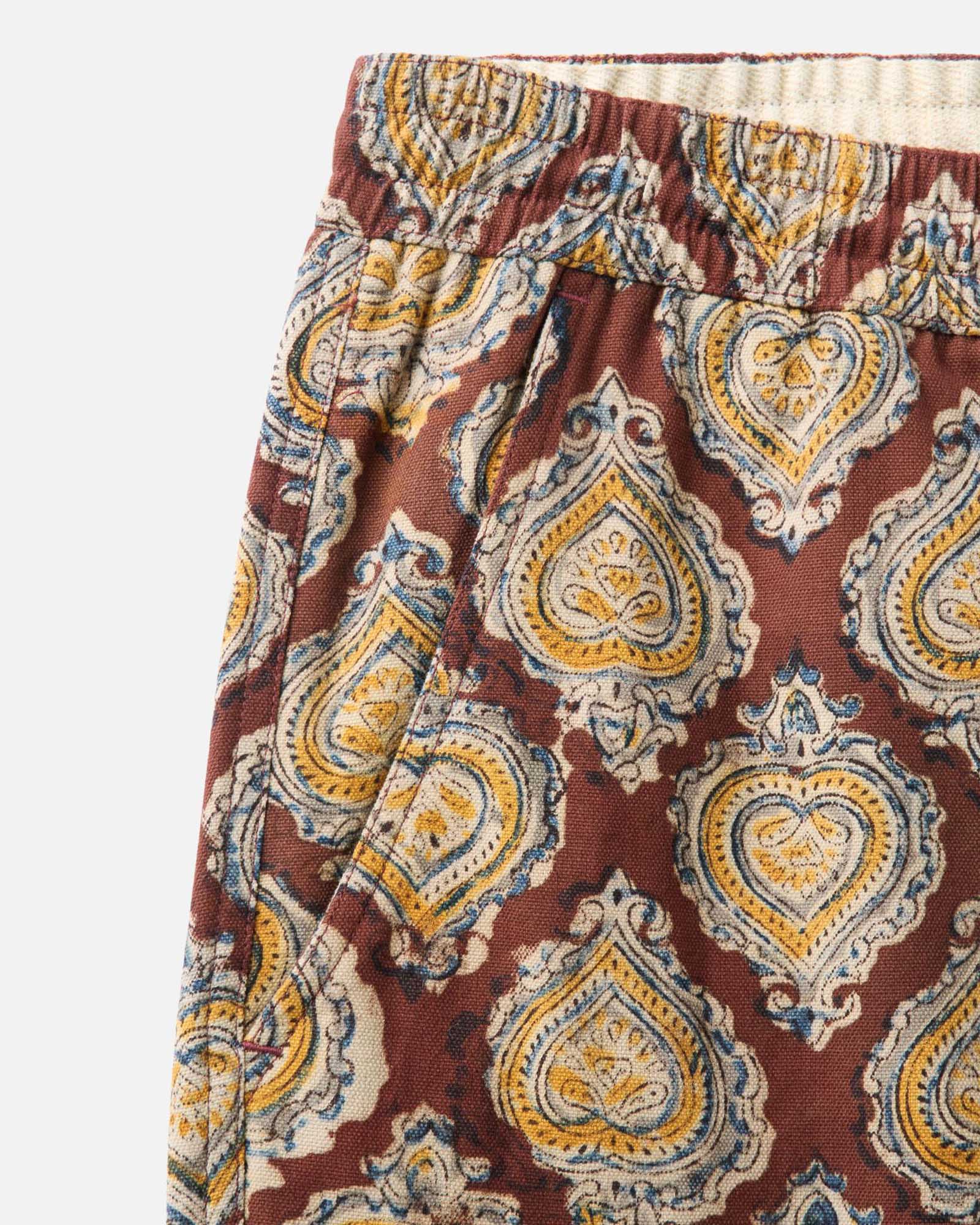 material shot of the pocket on The Apres Short in Sangria Block Print, Bottoms by Taylor Stitch