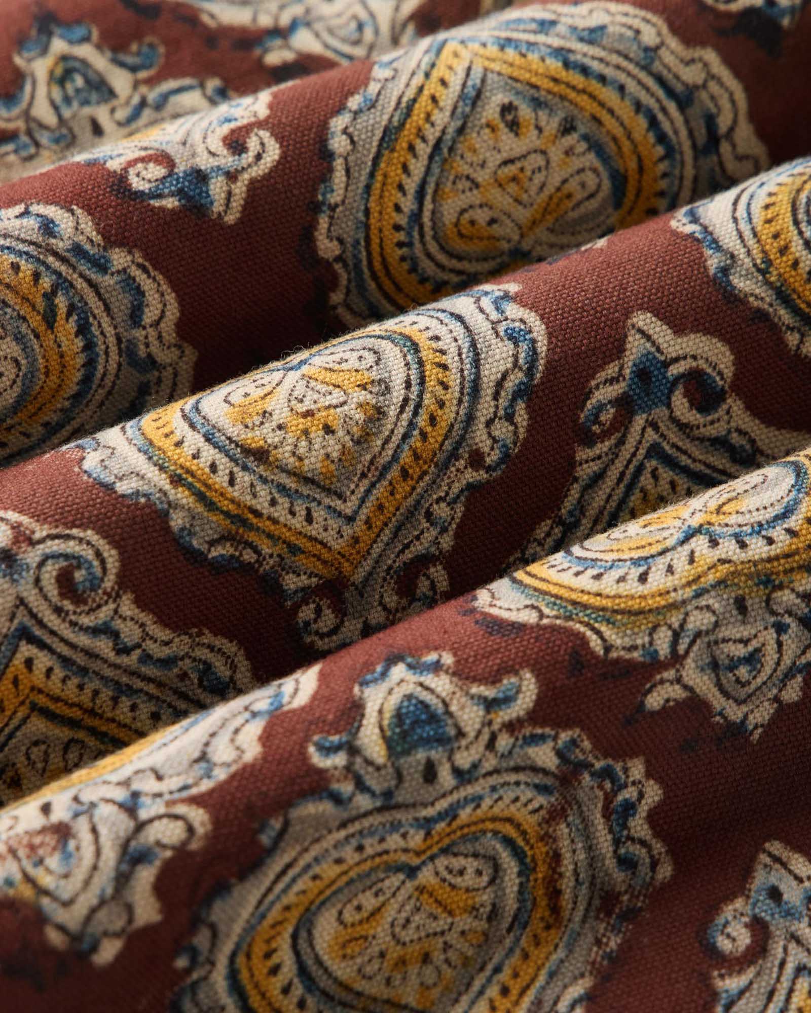 material shot of the fabric on The Apres Short in Sangria Block Print, Bottoms by Taylor Stitch