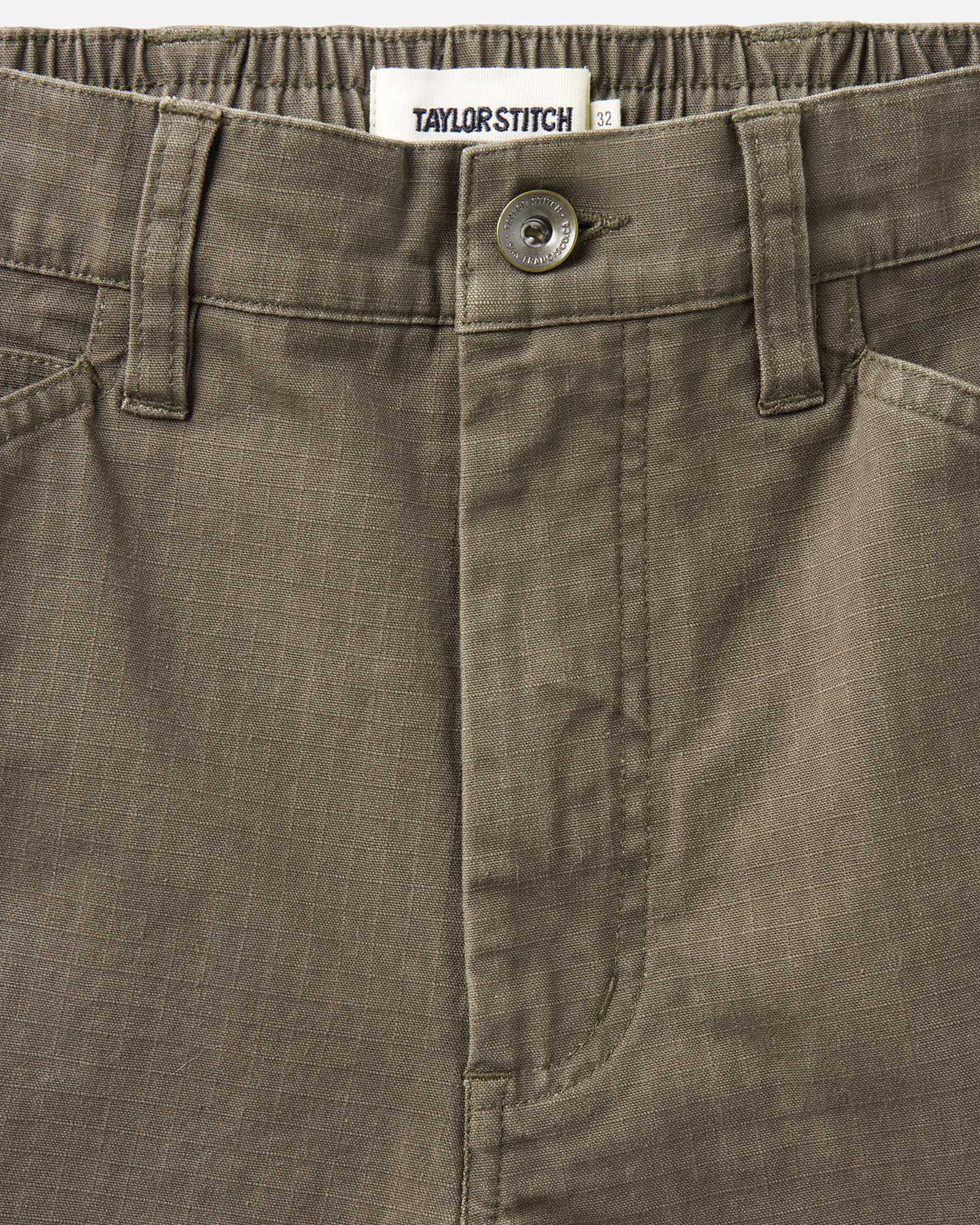 material shot of the waistband on The Boulder Short in Mushroom Ripstop, Bottoms by Taylor Stitch