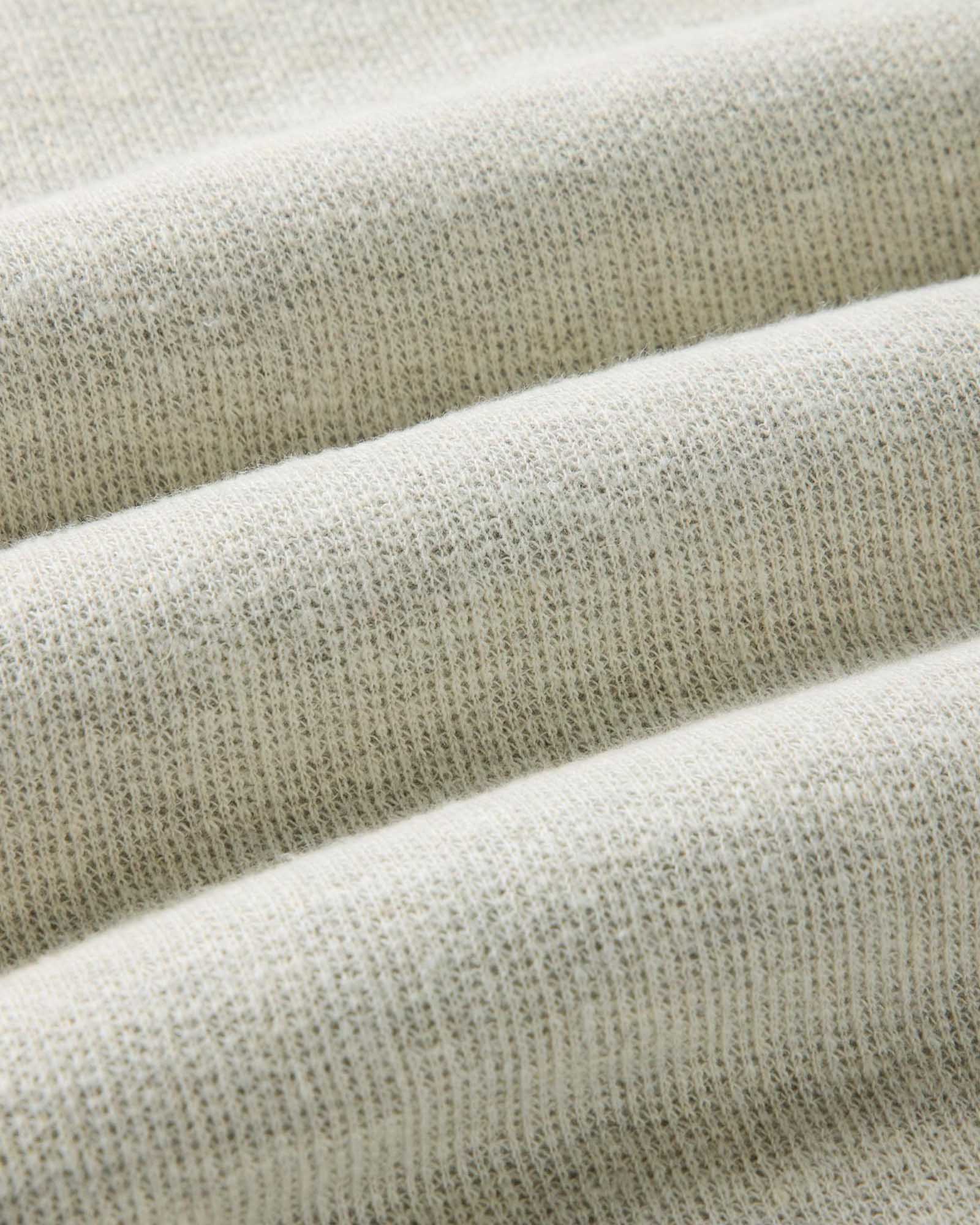 material shot of the fabric on The Short Sleeve California in Heather Oat Double Knit, Knits by Taylor Stitch