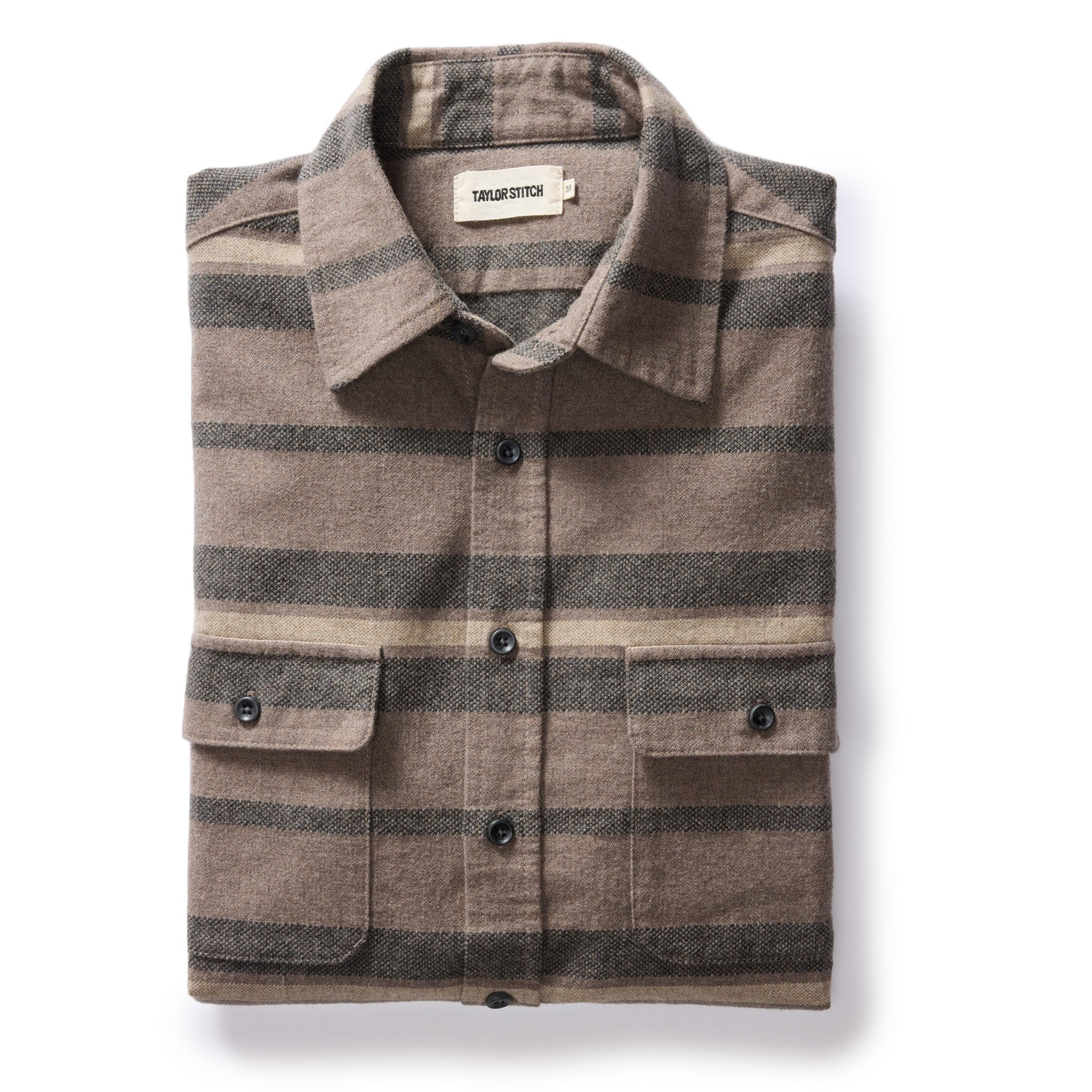 flatlay of The Yosemite Shirt in Graystone Heather Stripe, Wovens by Taylor Stitch