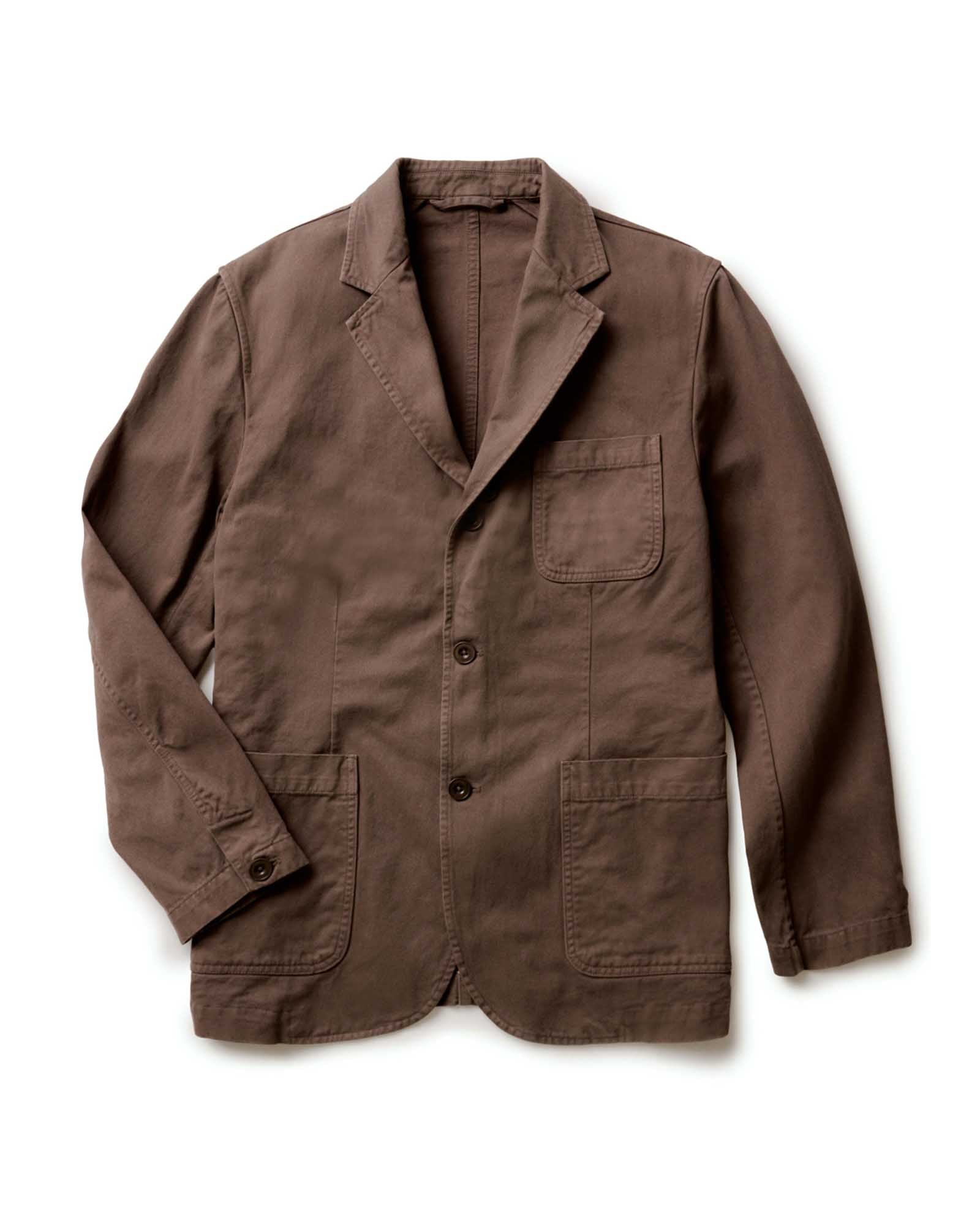 flatlay of The Foundation Sportcoat in Organic Espresso Twill, Outerwear by Taylor Stitch