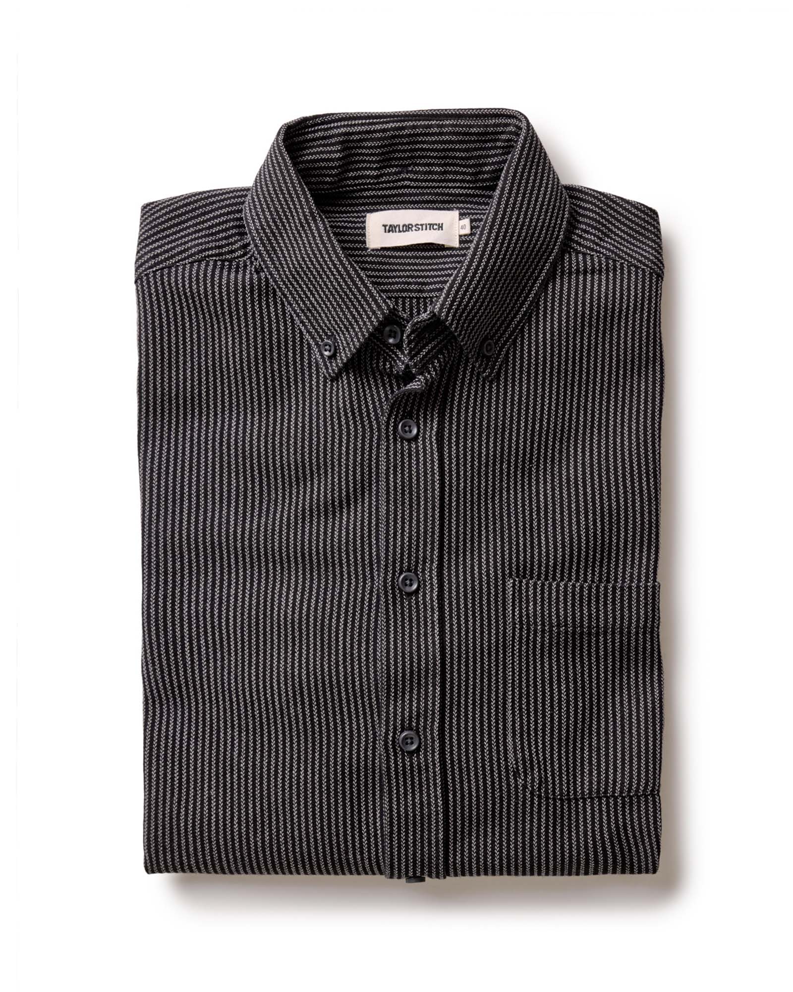 folded flatly of The Jack in Roped Black Indigo, Wovens by Taylor Stitch