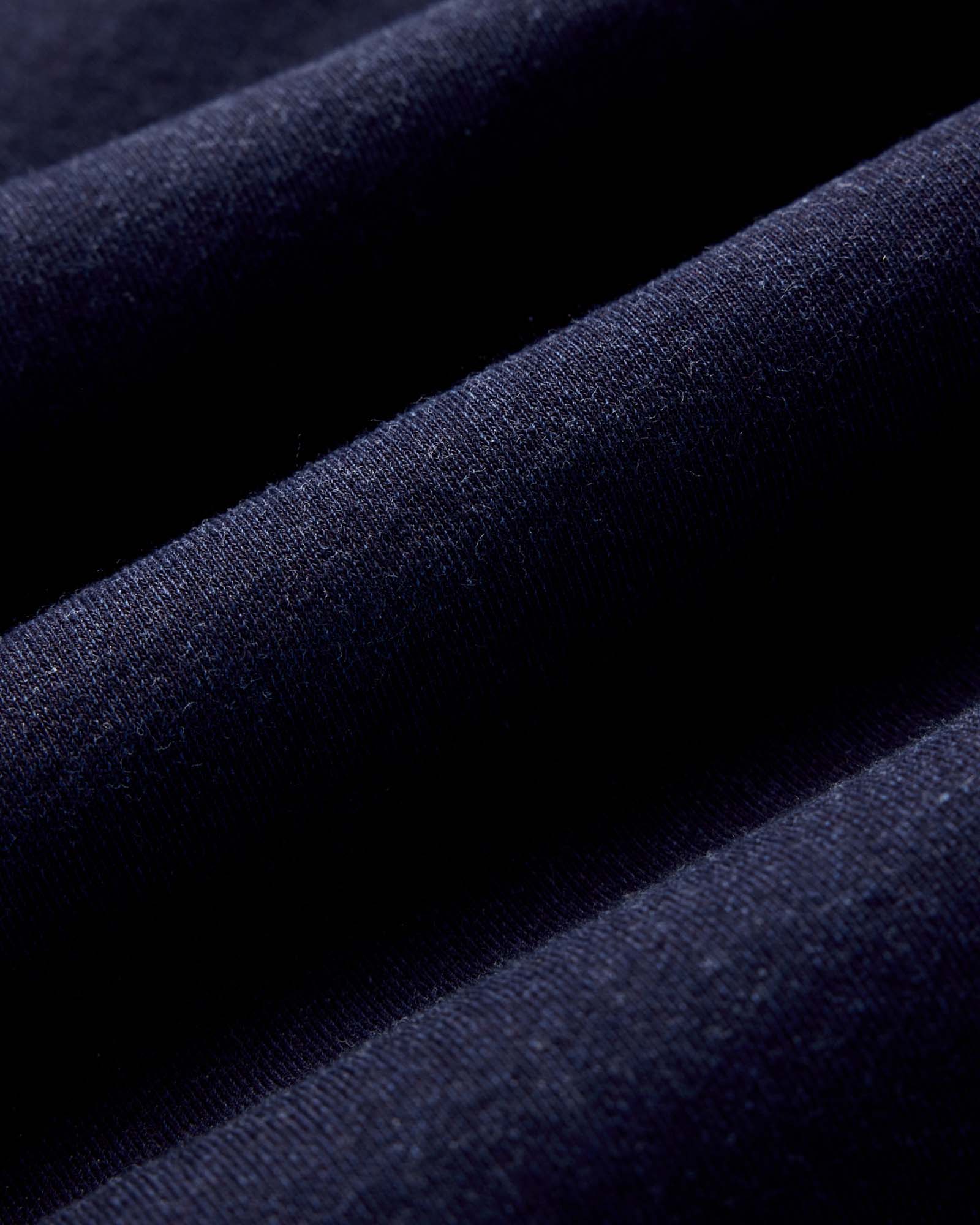 material shot of the hem on The Apres Hoodie in Indigo Terry, Knits by Taylor Stitch