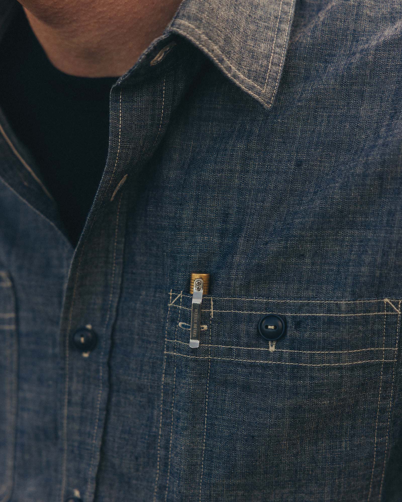 The Foundry Shirt in Rinsed Indigo Chambray: Alternate Image 2, Wovens by Taylor Stitch