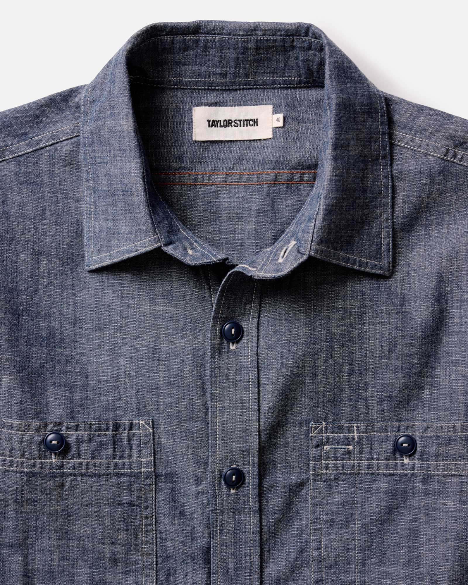 The Foundry Shirt in Rinsed Indigo Chambray: Alternate Image 4, Wovens by Taylor Stitch